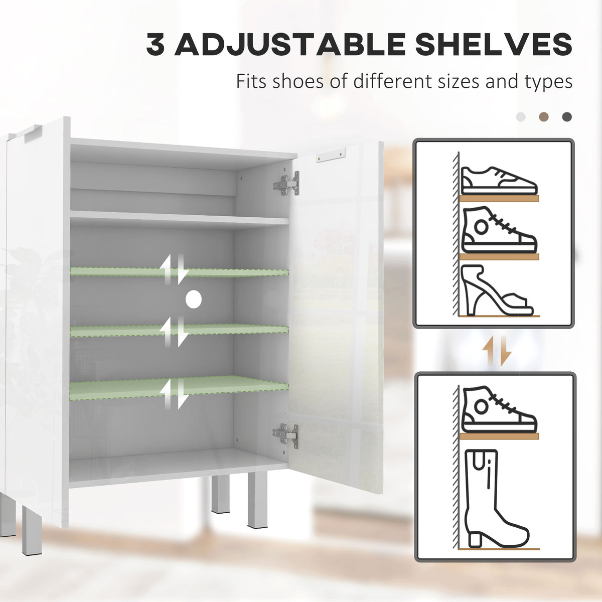 Shoe Cabinet - High Gloss White 20 Pair Storage Cabinet-Home Furnishings > Storage & Organization > Shoe Storage Cabinets & Racks-DECOROLALA