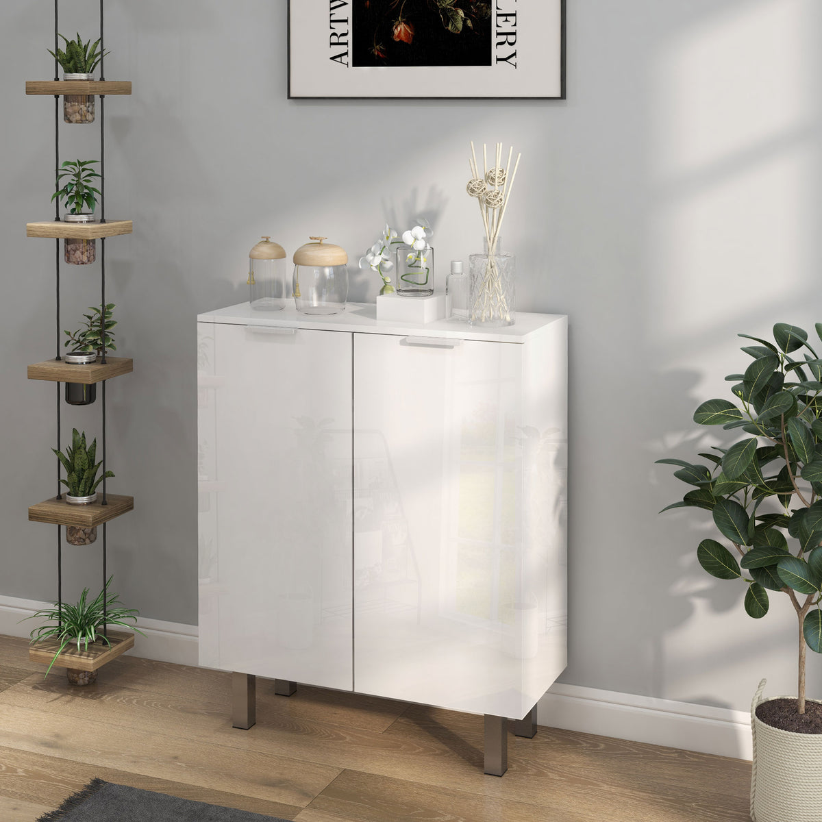 Shoe Cabinet - High Gloss White 20 Pair Storage Cabinet-Home Furnishings > Storage & Organization > Shoe Storage Cabinets & Racks-DECOROLALA