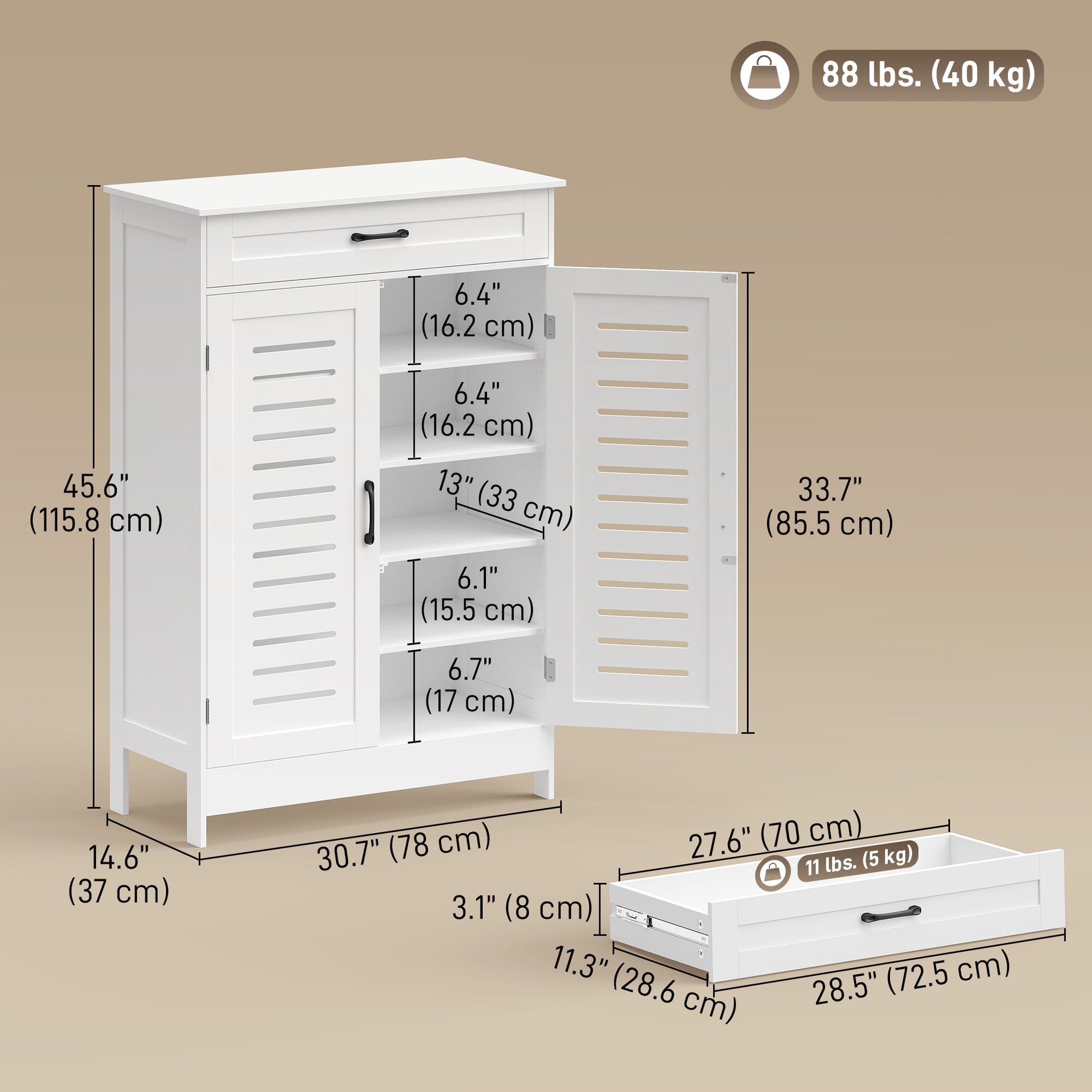 Shoe Cabinet - White 20-Pair Modern Storage with Drawer-DECOROLALA