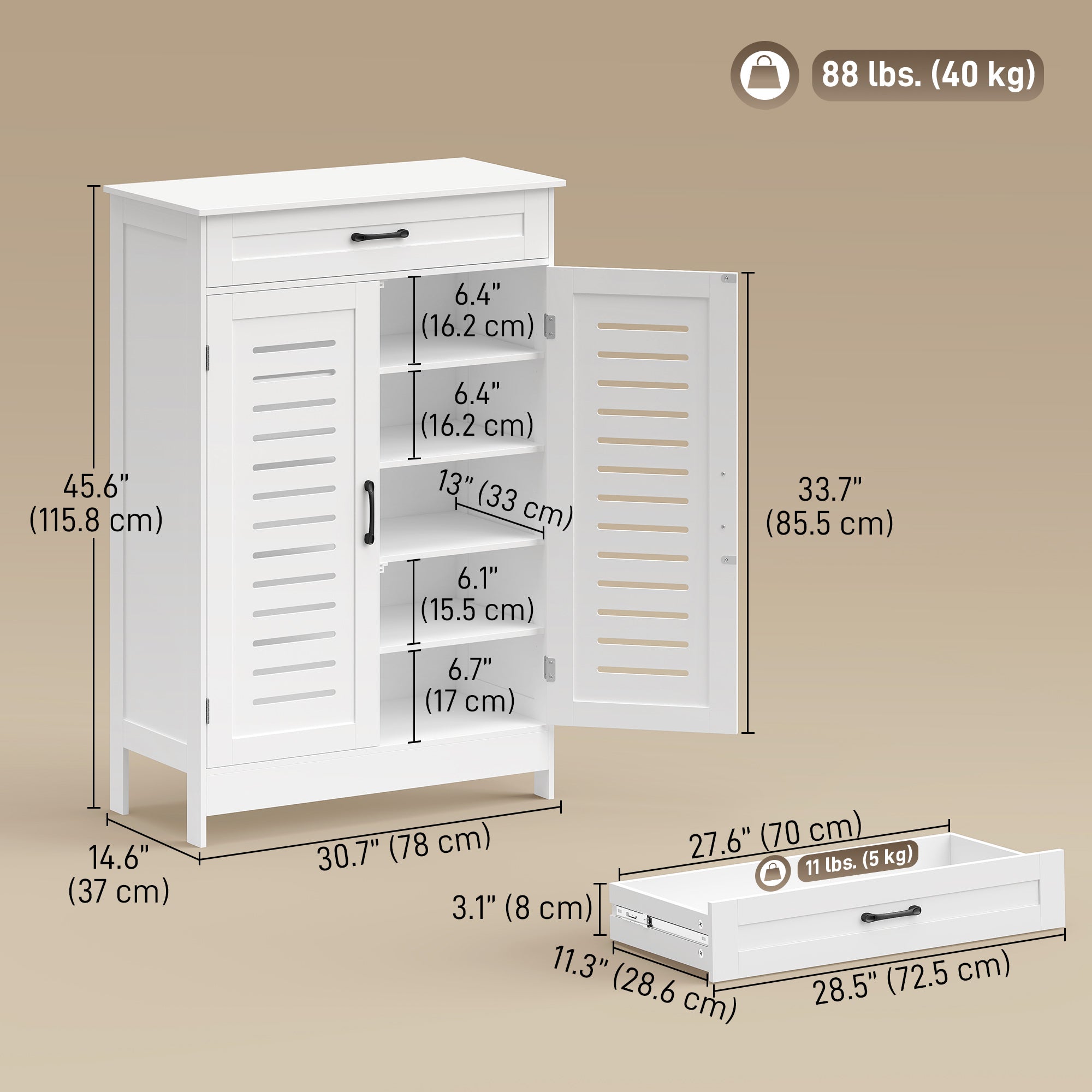 Shoe Cabinet - White 20-Pair Modern Storage with Drawer-DECOROLALA