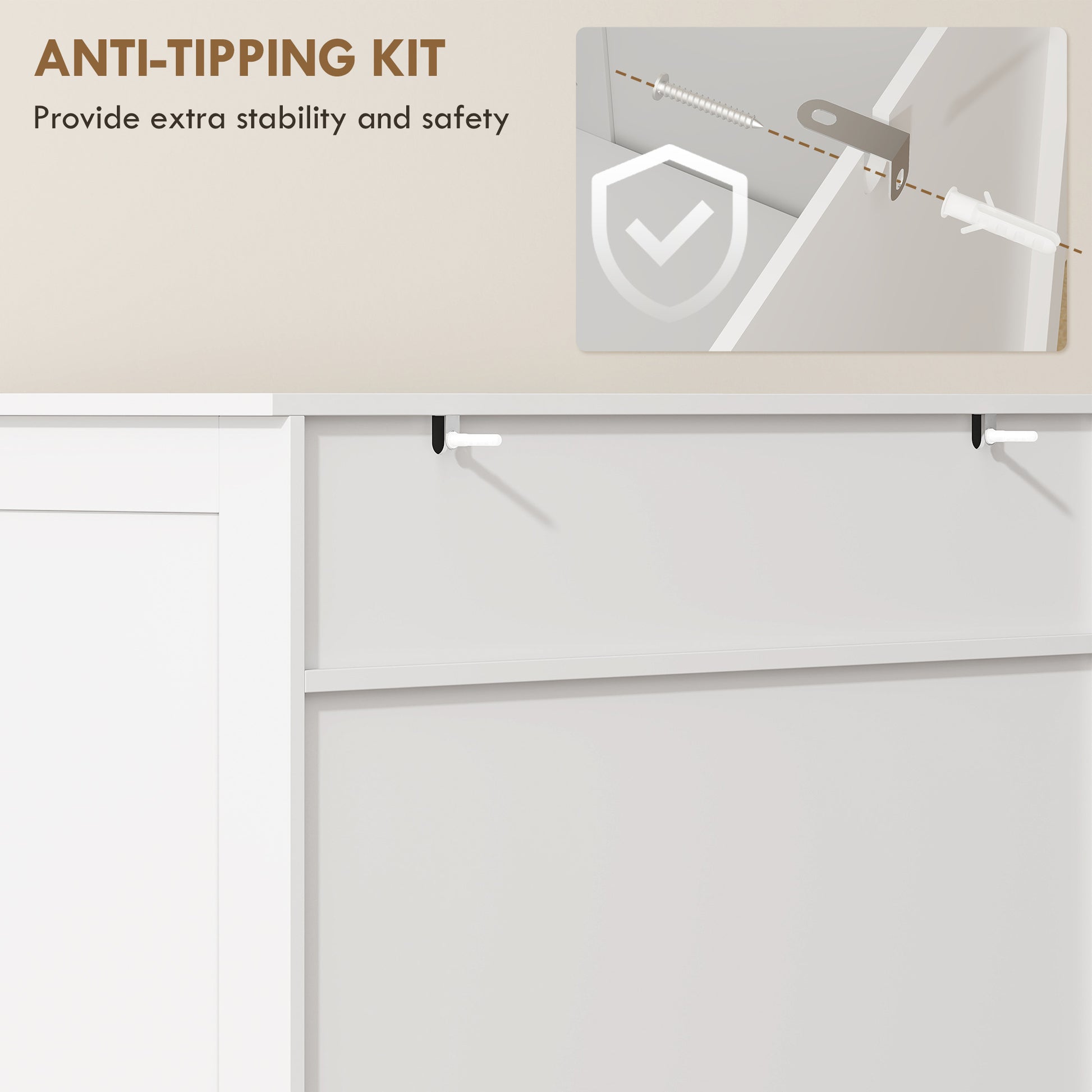 Shoe Cabinet - White 20-Pair Modern Storage with Drawer-DECOROLALA