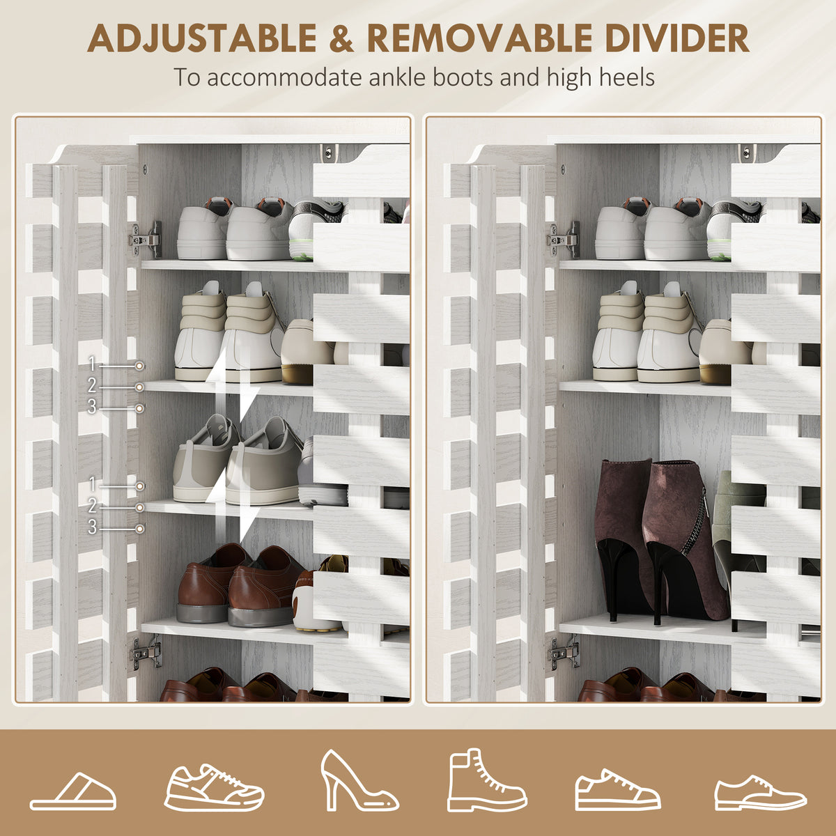Shoe Cabinet - White 20-Pair Storage with Ventilated Doors-Home Furnishings > Storage & Organization > Shoe Storage Cabinets & Racks-DECOROLALA