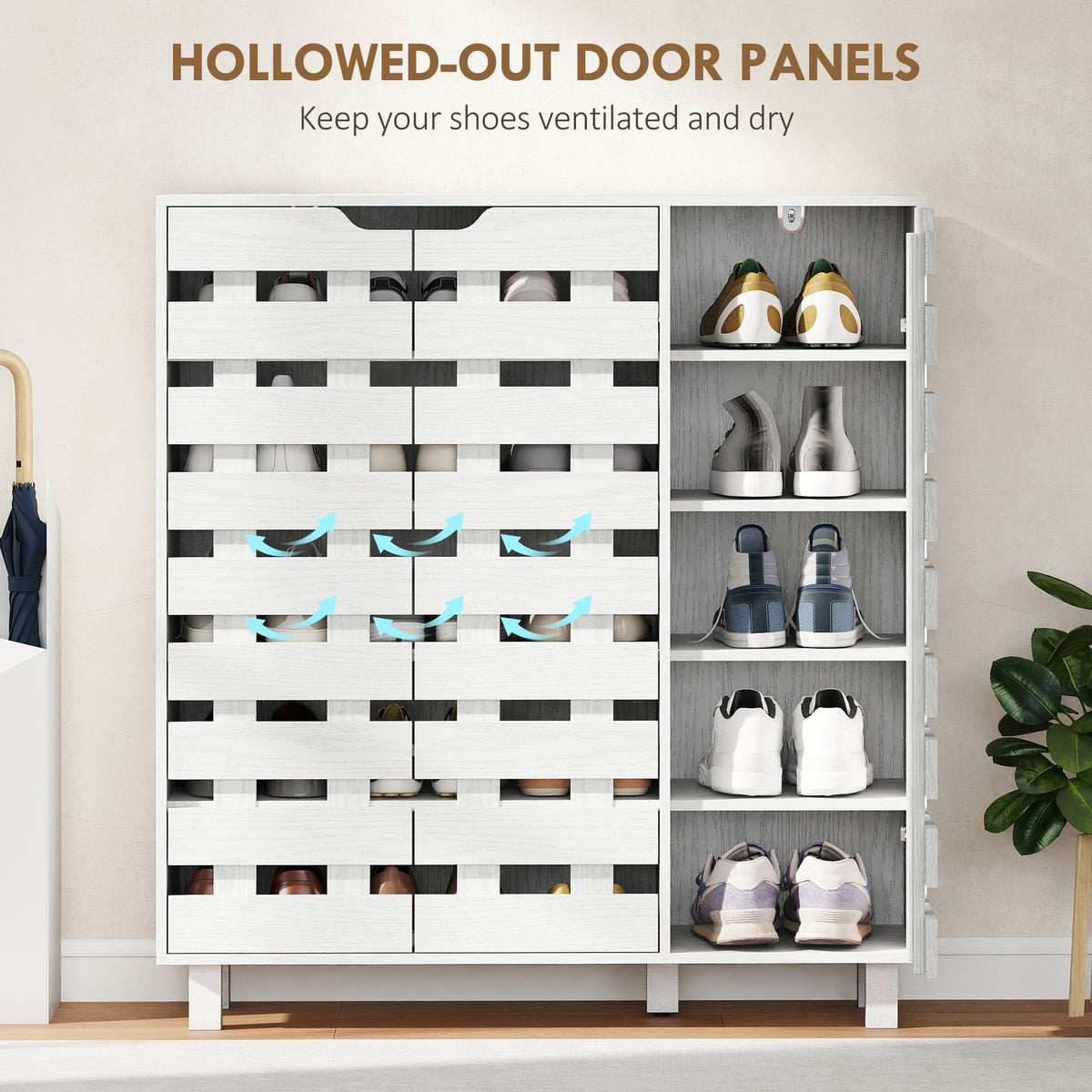 Shoe Cabinet - White 20-Pair Storage with Ventilated Doors-Home Furnishings > Storage & Organization > Shoe Storage Cabinets & Racks-DECOROLALA