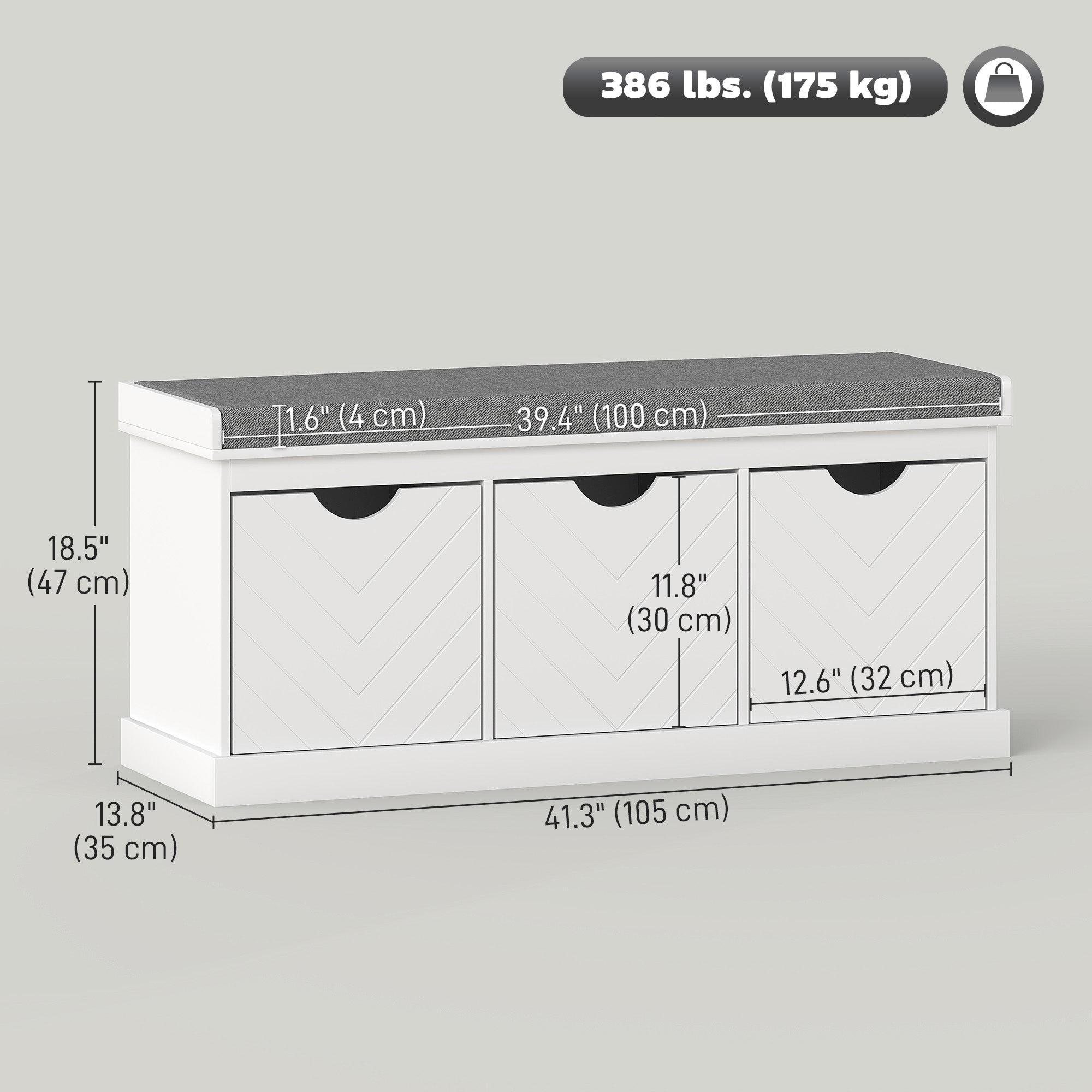 Shoe Storage Bench - White Entryway Bench with 3 Drawers-Home Furnishings > Storage & Organization > Shoe Storage Cabinets & Racks-DECOROLALA