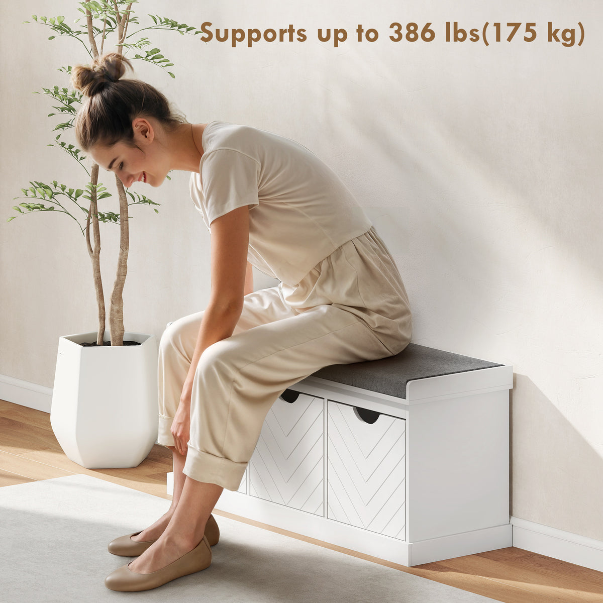 Shoe Storage Bench - White Entryway Bench with 3 Drawers-Home Furnishings > Storage & Organization > Shoe Storage Cabinets & Racks-DECOROLALA