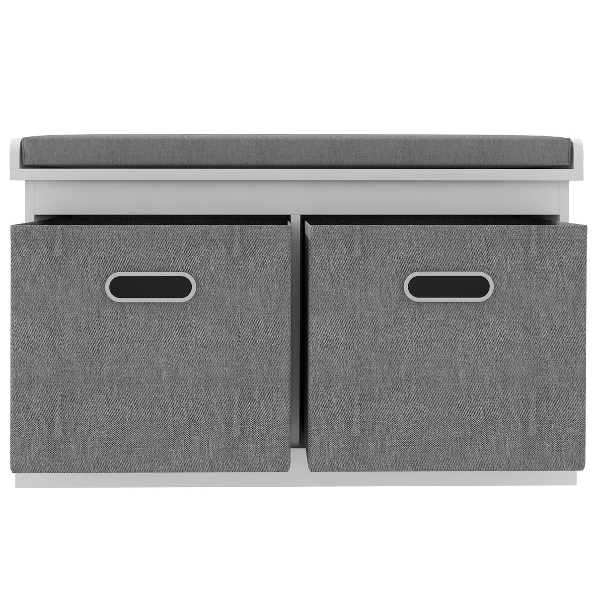 Shoe Storage Bench with Cushion & 2 Drawers - White-Home Furnishings > Storage & Organization > Shoe Storage Cabinets & Racks-DECOROLALA