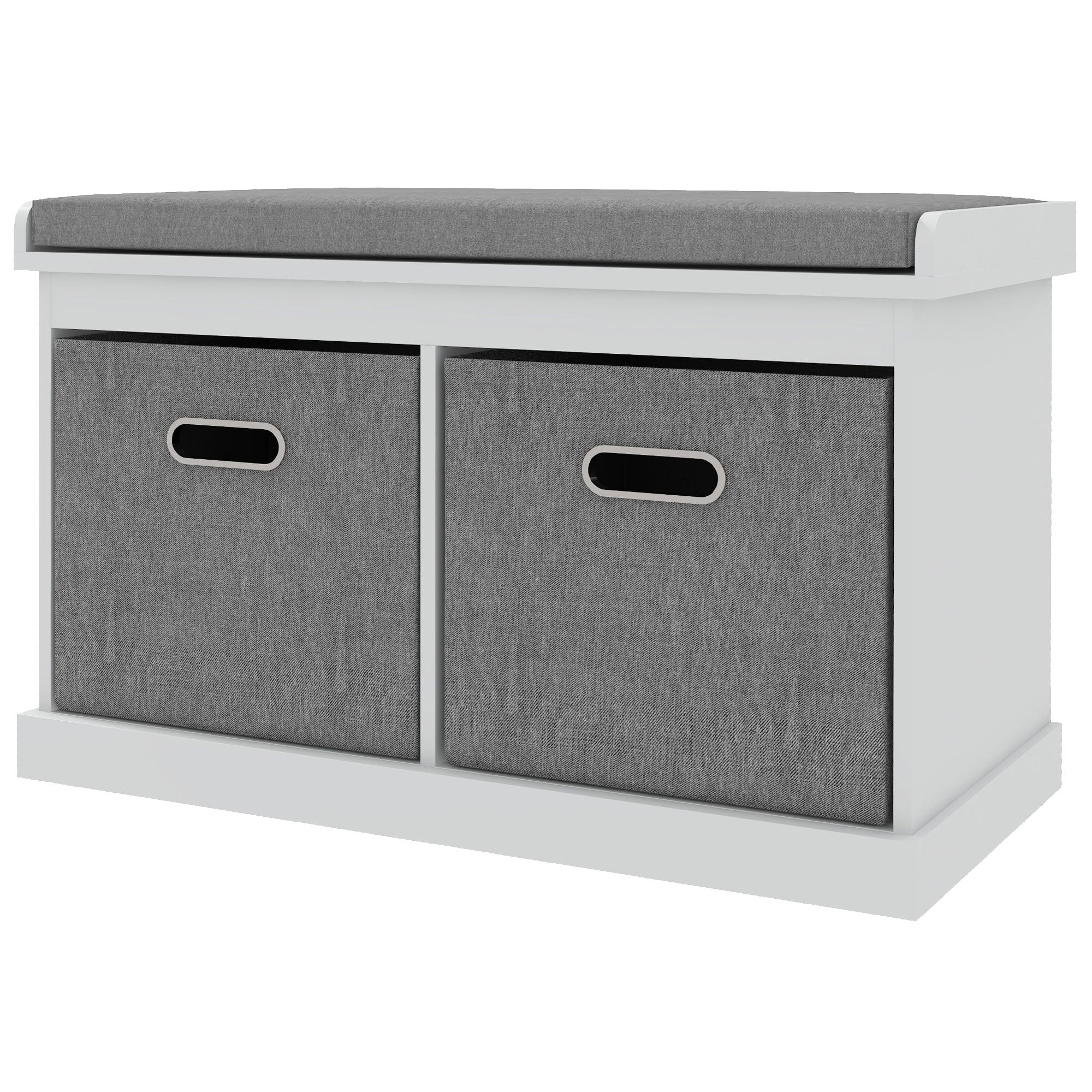 Shoe Storage Bench with Cushion & 2 Drawers - White-Home Furnishings > Storage & Organization > Shoe Storage Cabinets & Racks-DECOROLALA