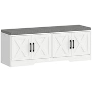 Shoe Storage Bench with Cushion and Doors - White-Home Furnishings > Storage & Organization > Shoe Storage Cabinets & Racks-DECOROLALA