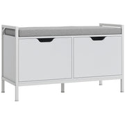 Shoe Storage Bench with Cushioned Seat - White 33" W-Home Furnishings > Storage & Organization > Shoe Storage Cabinets & Racks-DECOROLALA