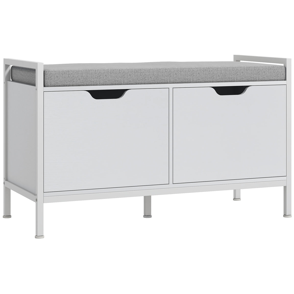 Shoe Storage Bench with Cushioned Seat - White 33" W-Home Furnishings > Storage & Organization > Shoe Storage Cabinets & Racks-DECOROLALA