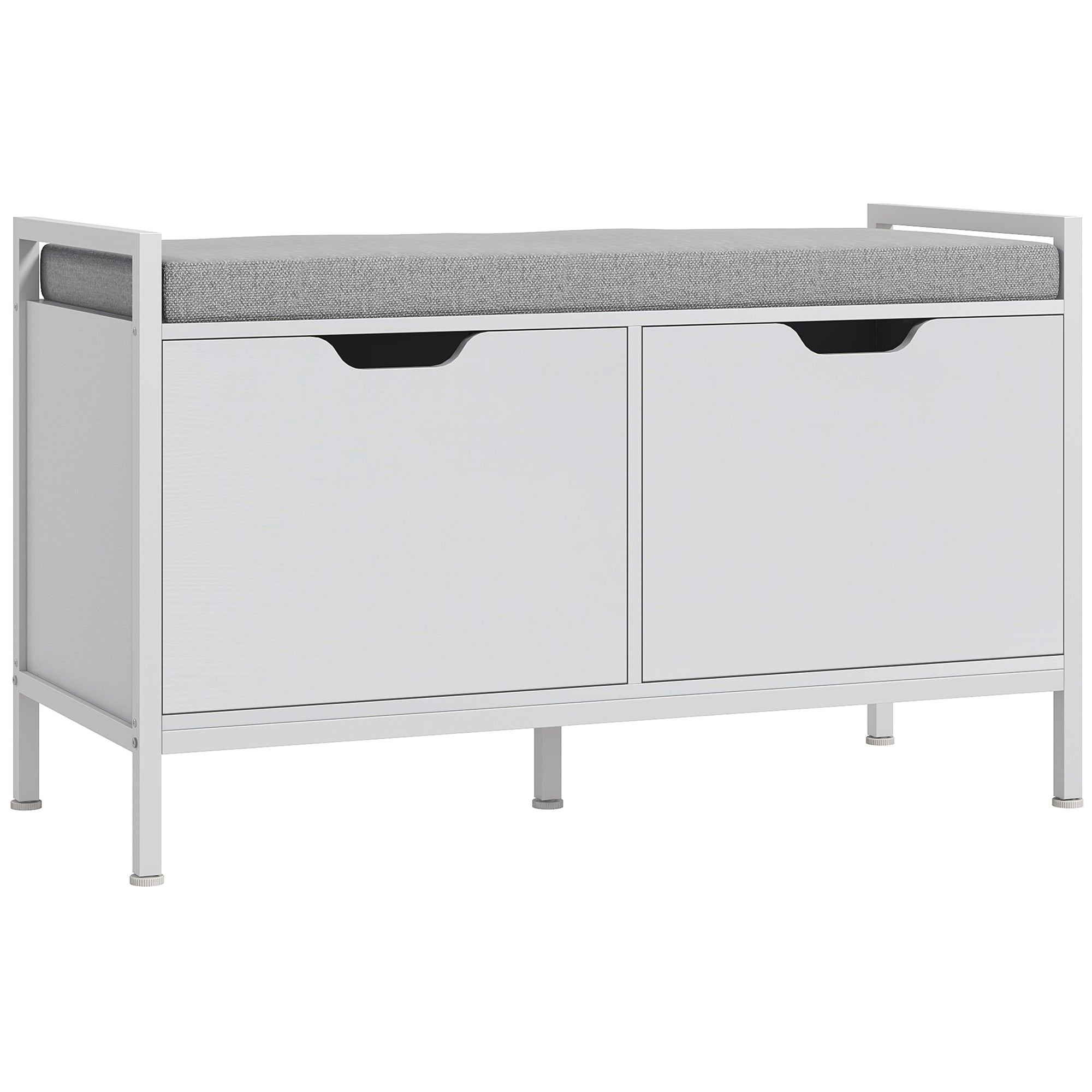 Shoe Storage Bench with Cushioned Seat - White 33" W-Home Furnishings > Storage & Organization > Shoe Storage Cabinets & Racks-DECOROLALA