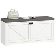 Shoe Storage Bench with Padded Seat - White Wood Grain-Home Furnishings > Storage & Organization > Shoe Storage Cabinets & Racks-DECOROLALA
