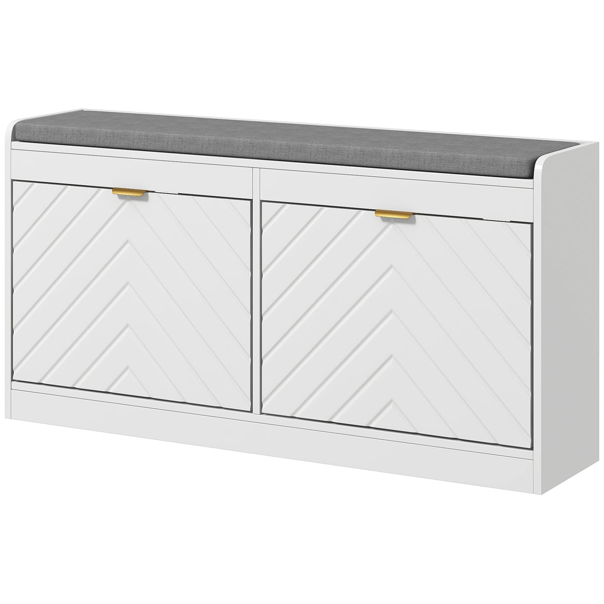 Shoe Storage Bench with Upholstered Seat - White-Home Furnishings > Storage & Organization > Shoe Storage Cabinets & Racks-DECOROLALA