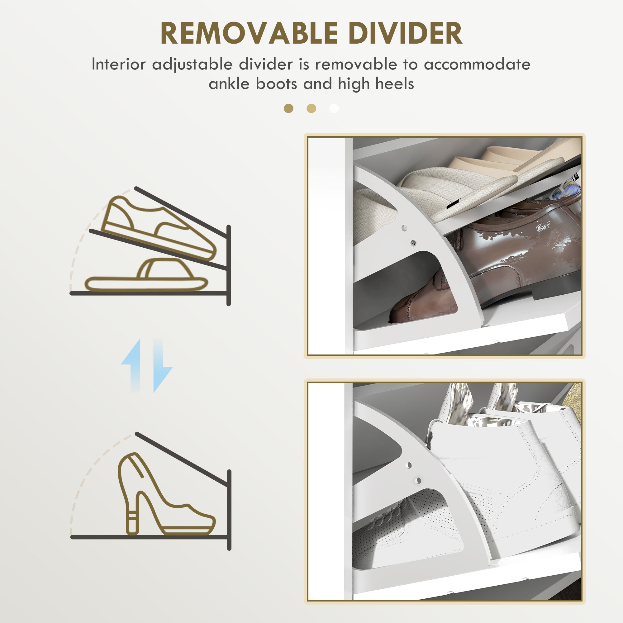 Shoe Storage Cabinet - 4 Flip Drawers 16-Pair White-DECOROLALA