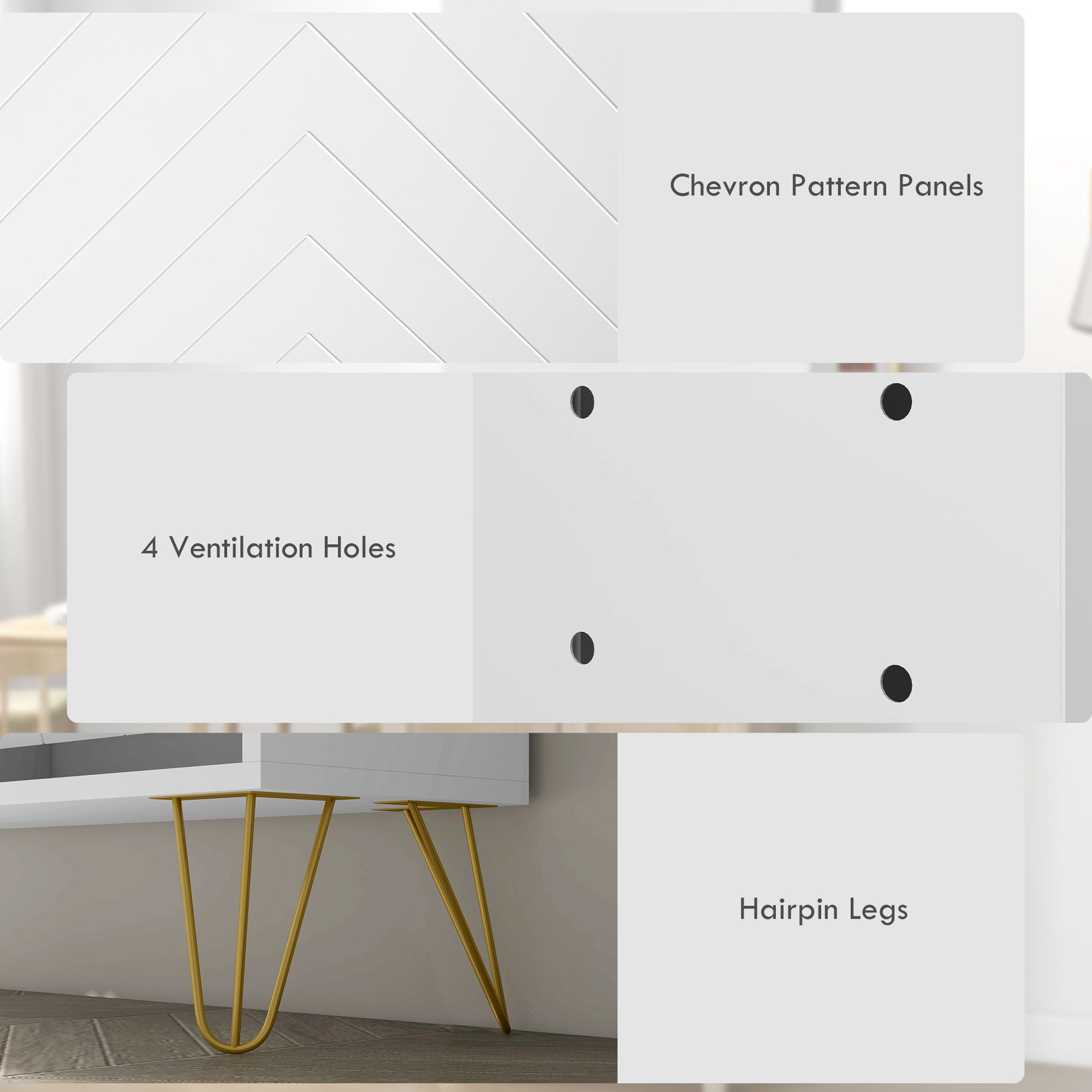 Shoe Storage Cabinet - 4 Flip Drawers 16-Pair White-DECOROLALA