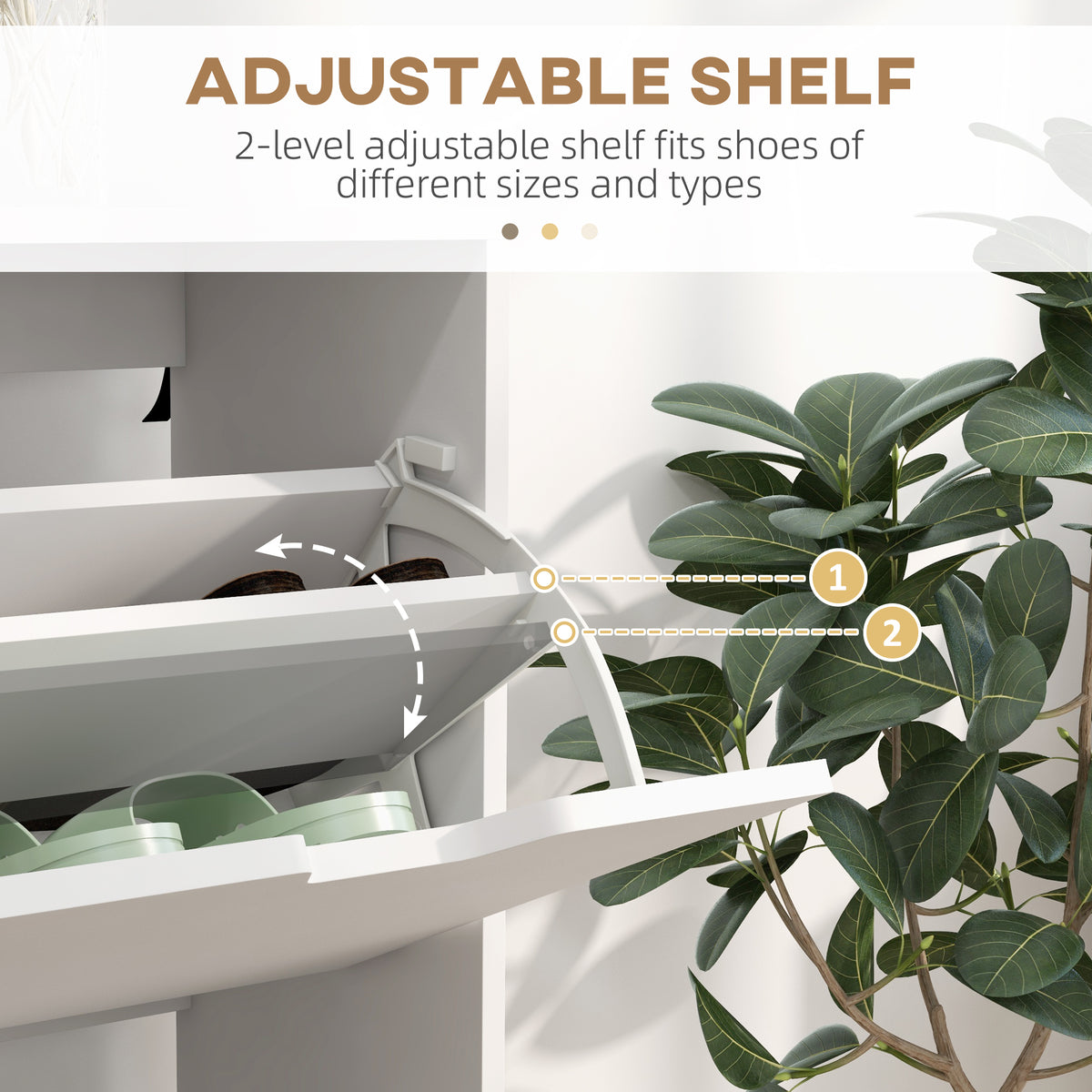 Shoe Storage Cabinet - 4 Flip Drawers White 37"-Home Furnishings > Storage & Organization > Shoe Storage Cabinets & Racks-DECOROLALA