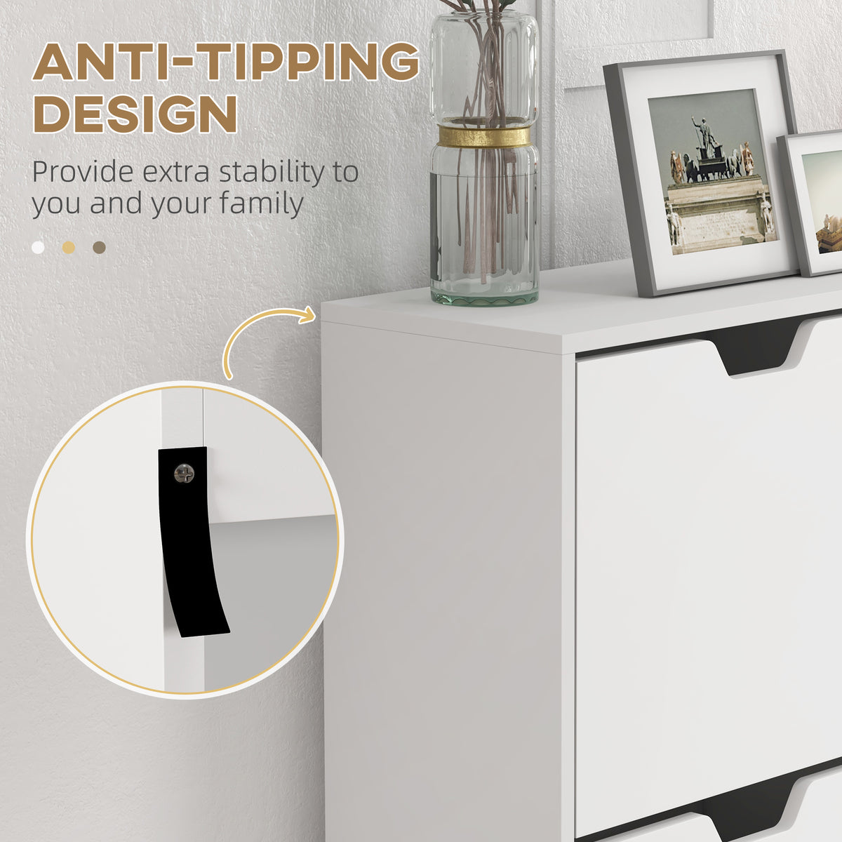 Shoe Storage Cabinet - 4 Flip Drawers White 37"-Home Furnishings > Storage & Organization > Shoe Storage Cabinets & Racks-DECOROLALA