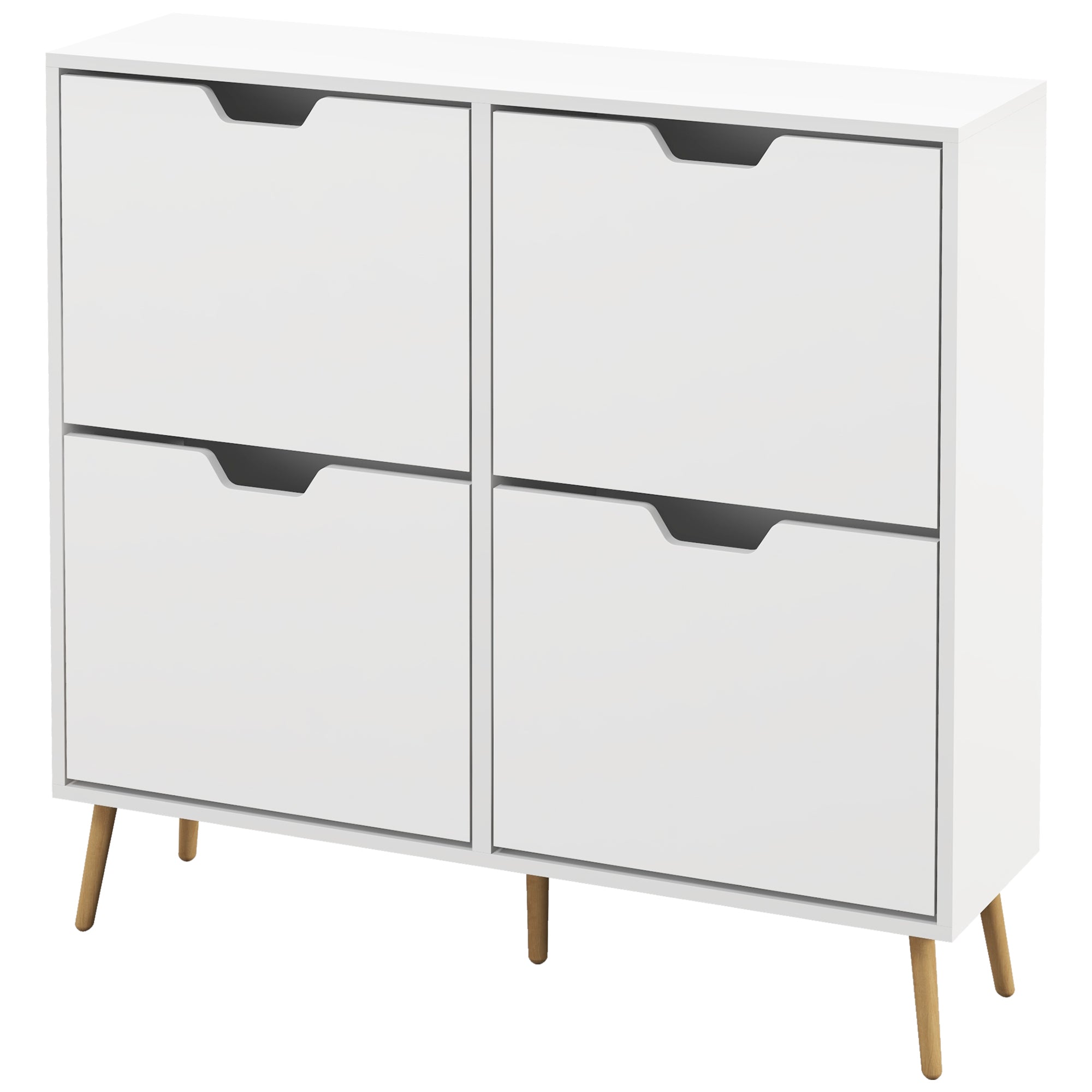 Shoe Storage Cabinet - 4 Flip Drawers White 37"-Home Furnishings > Storage & Organization > Shoe Storage Cabinets & Racks-DECOROLALA