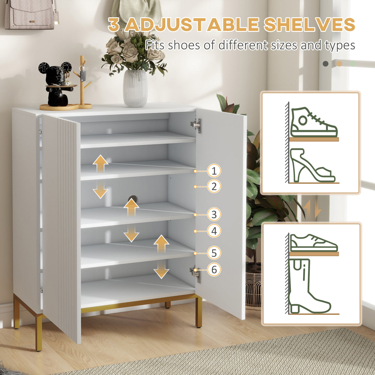 Shoe Storage Cabinet - White 15-20 Pair Organizer-Home Furnishings > Storage & Organization > Shoe Storage Cabinets & Racks-DECOROLALA