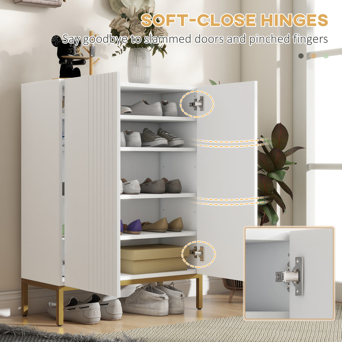 Shoe Storage Cabinet - White 15-20 Pair Organizer-Home Furnishings > Storage & Organization > Shoe Storage Cabinets & Racks-DECOROLALA