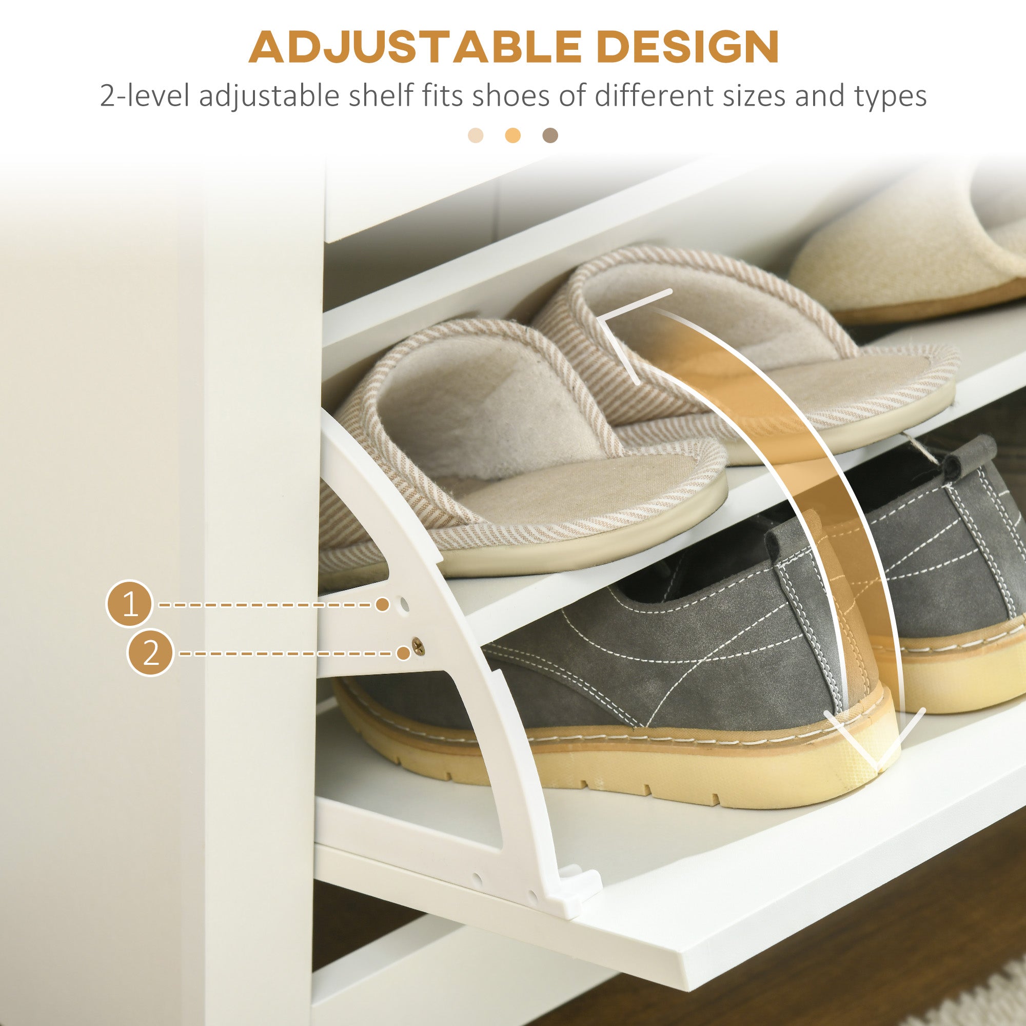 Shoe Storage Cabinet - White 2 Flip Drawers Slim Design-Home Furnishings > Storage & Organization > Shoe Storage Cabinets & Racks-DECOROLALA