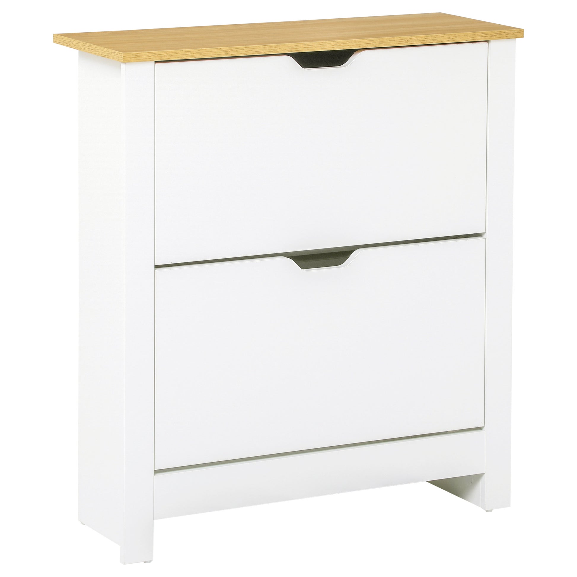 Shoe Storage Cabinet - White 2 Flip Drawers Slim Design-Home Furnishings > Storage & Organization > Shoe Storage Cabinets & Racks-DECOROLALA