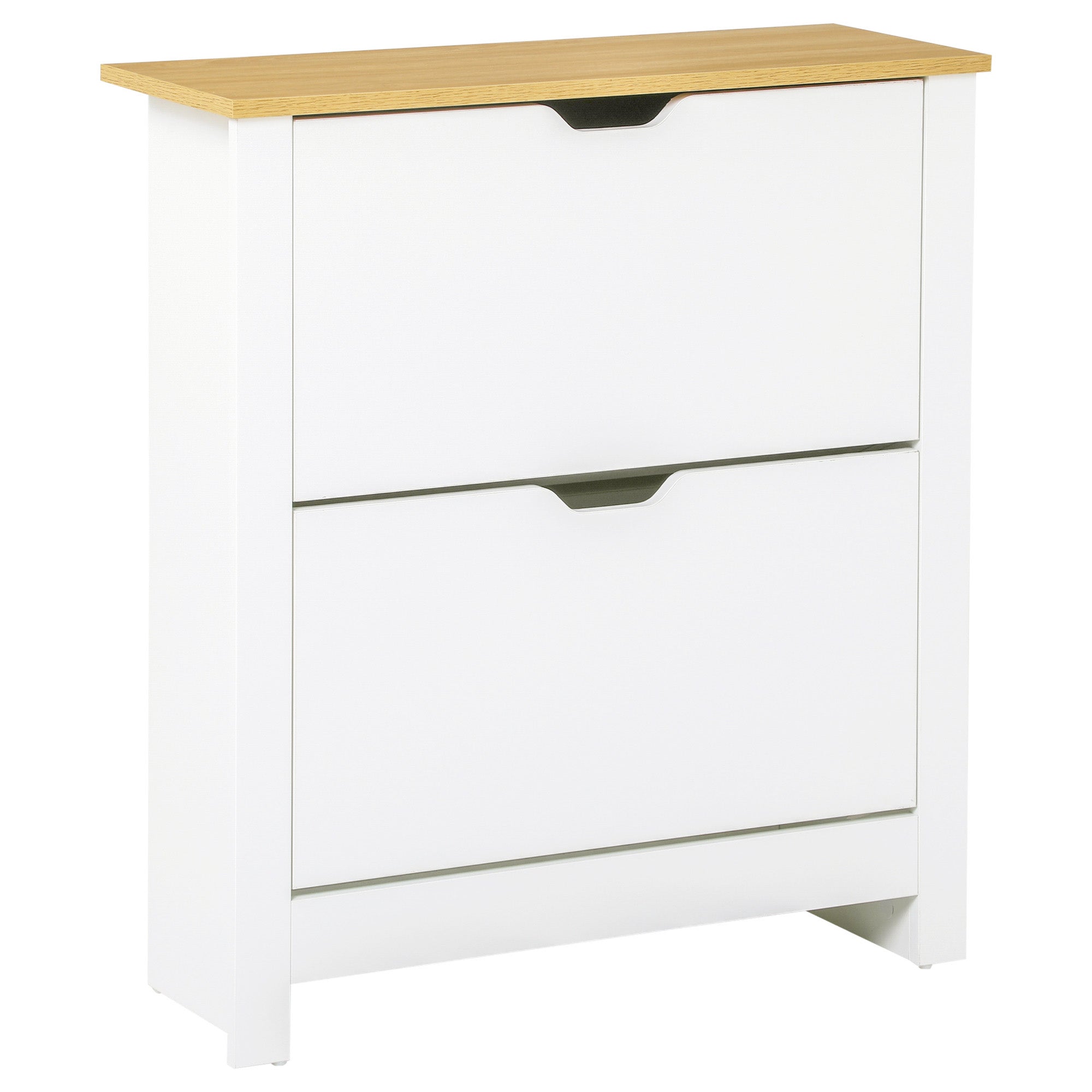 Shoe Storage Cabinet - White 2 Flip Drawers Slim Design-Home Furnishings > Storage & Organization > Shoe Storage Cabinets & Racks-DECOROLALA