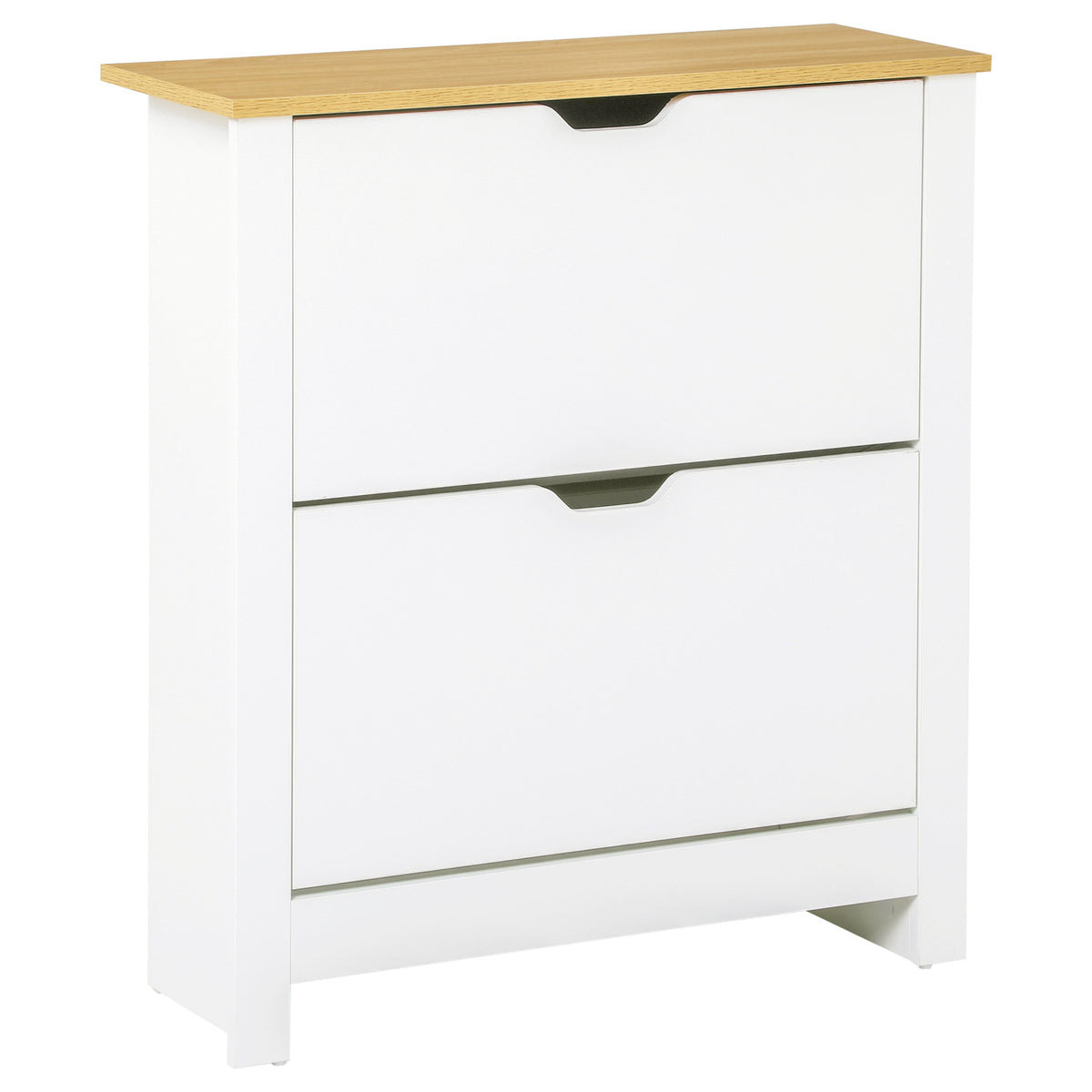 Shoe Storage Cabinet - White 2 Flip Drawers Slim Design-Shoe Storage Cabinets-DECOROLALA