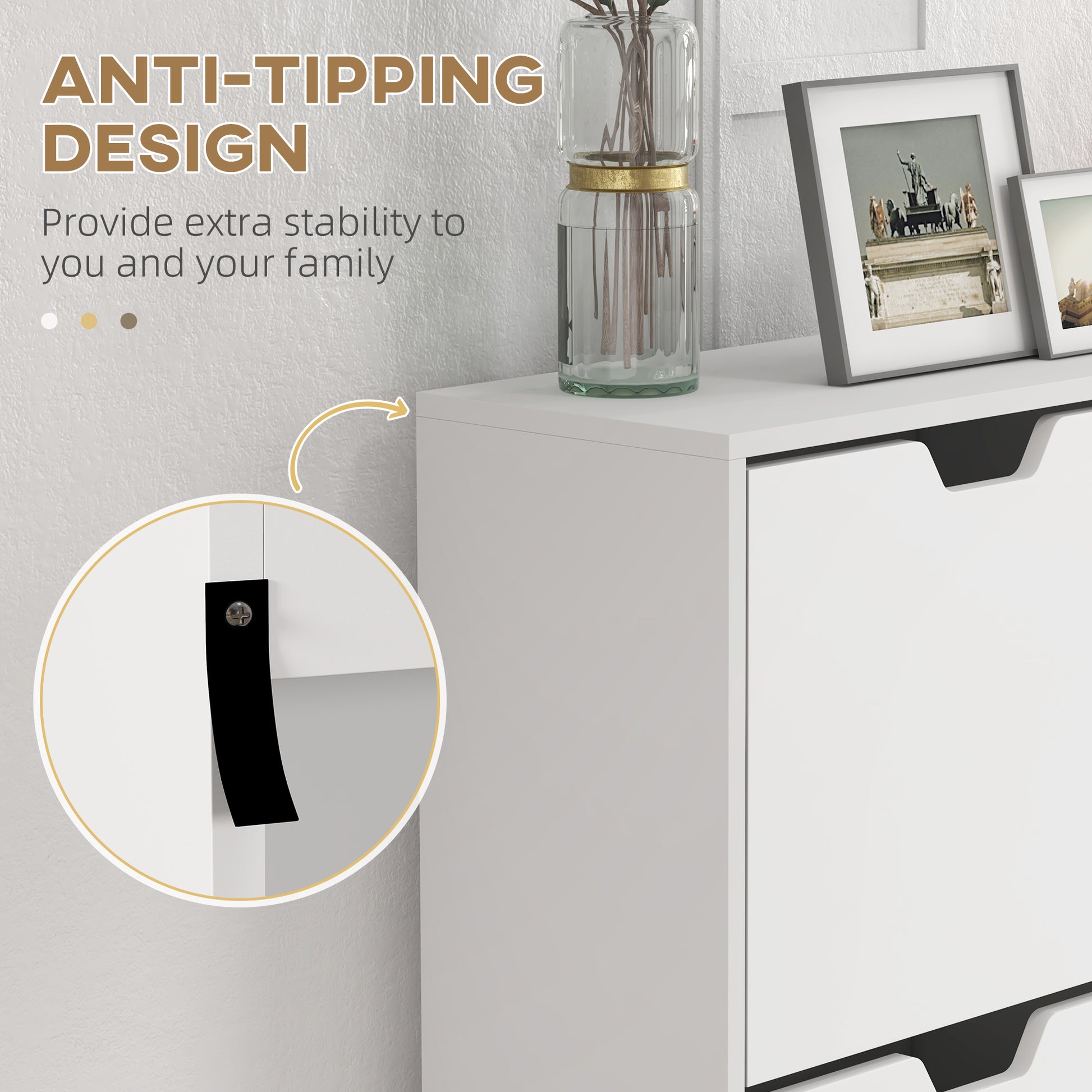 Shoe Storage Cabinet with 4 Flip Drawers and Adjustable Shelf, Shoe Cabinet for 8-16 Pairs of Shoes, White-Home Furnishings > Storage & Organization > Shoe Storage Cabinets & Racks-DECOROLALA