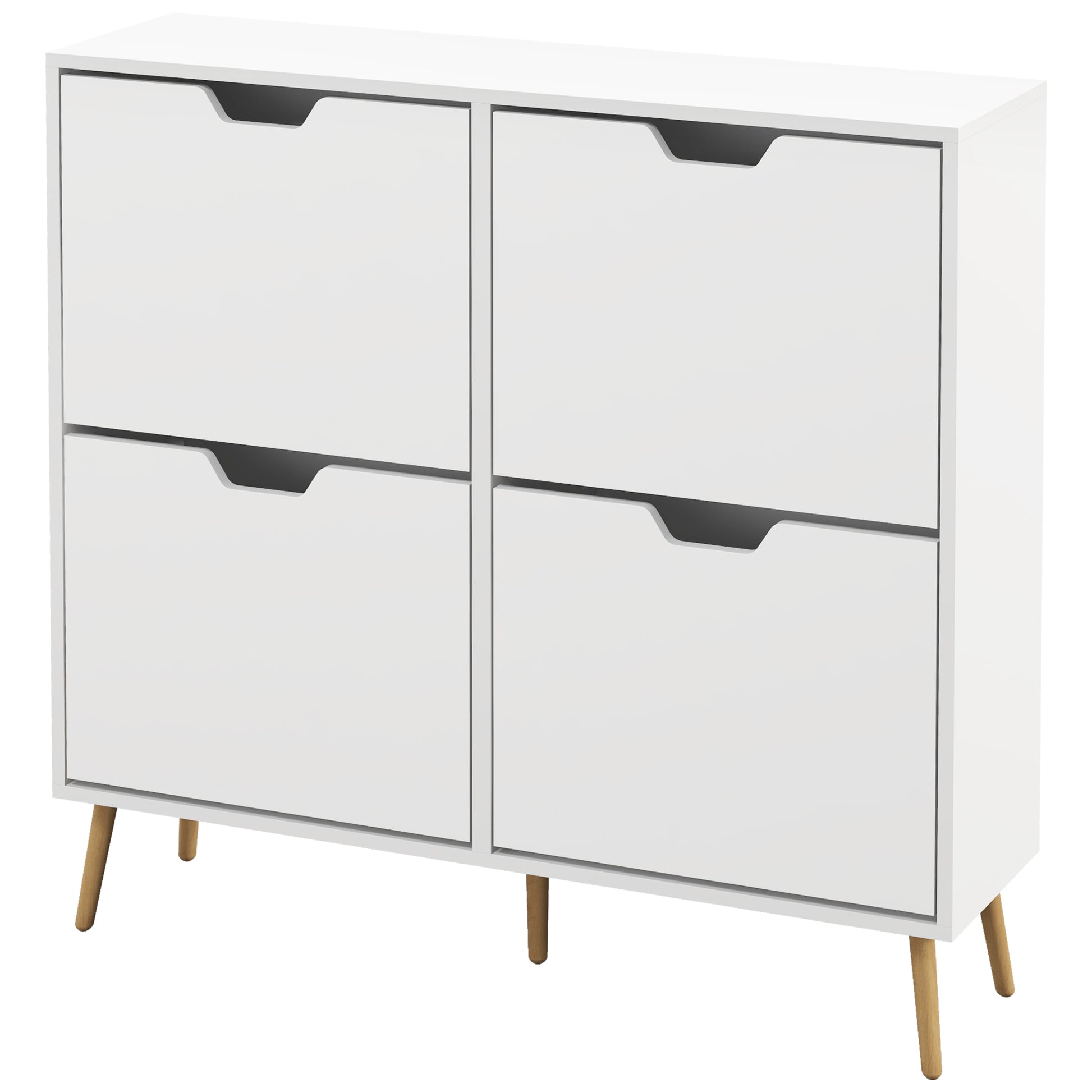 Shoe Storage Cabinet with 4 Flip Drawers and Adjustable Shelf, Shoe Cabinet for 8-16 Pairs of Shoes, White-Home Furnishings > Storage & Organization > Shoe Storage Cabinets & Racks-DECOROLALA