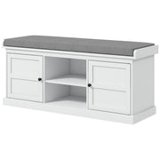 Shoe Storage Entryway Bench with Cushion - White/Grey-Home Furnishings > Storage & Organization > Shoe Storage Cabinets & Racks-DECOROLALA