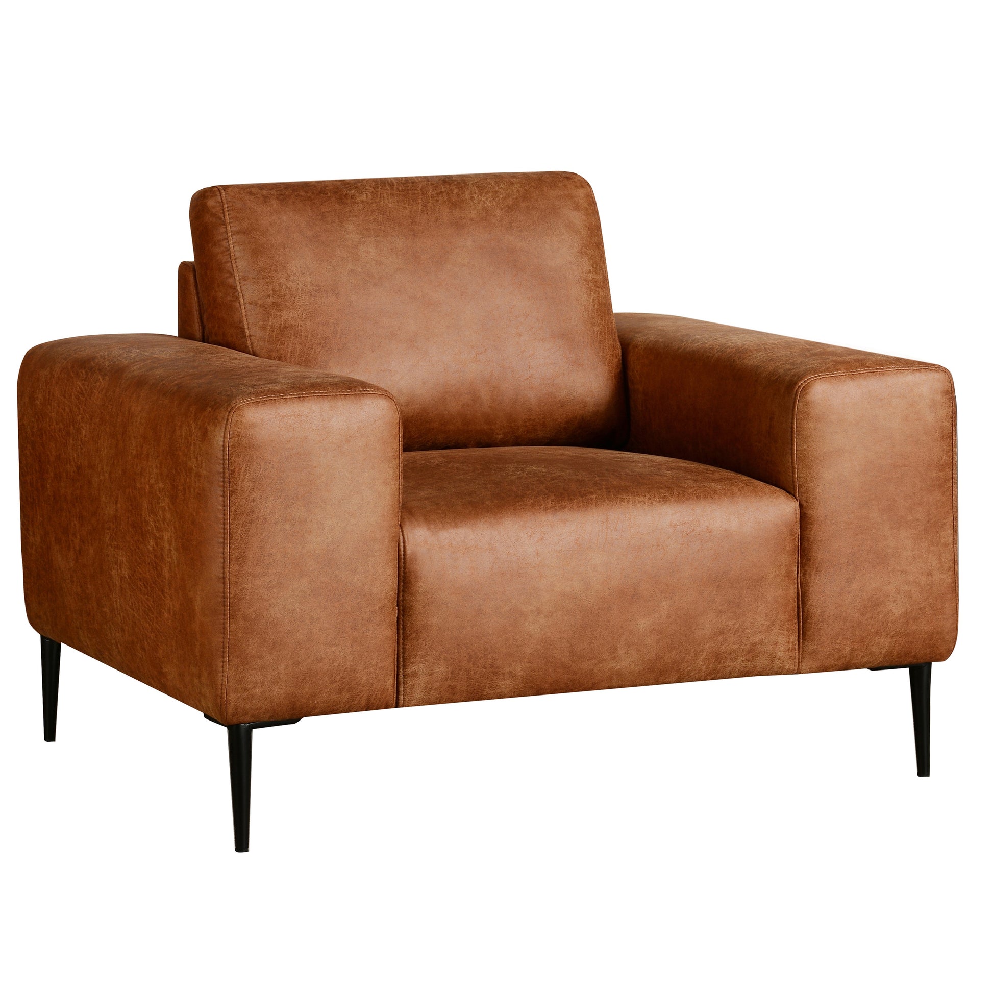 Shonda 44 in. Tan Faux Leather Armchair-Furniture > Chairs > Armchairs, Recliners & Sleeper Chairs > Armchairs-DECOROLALA
