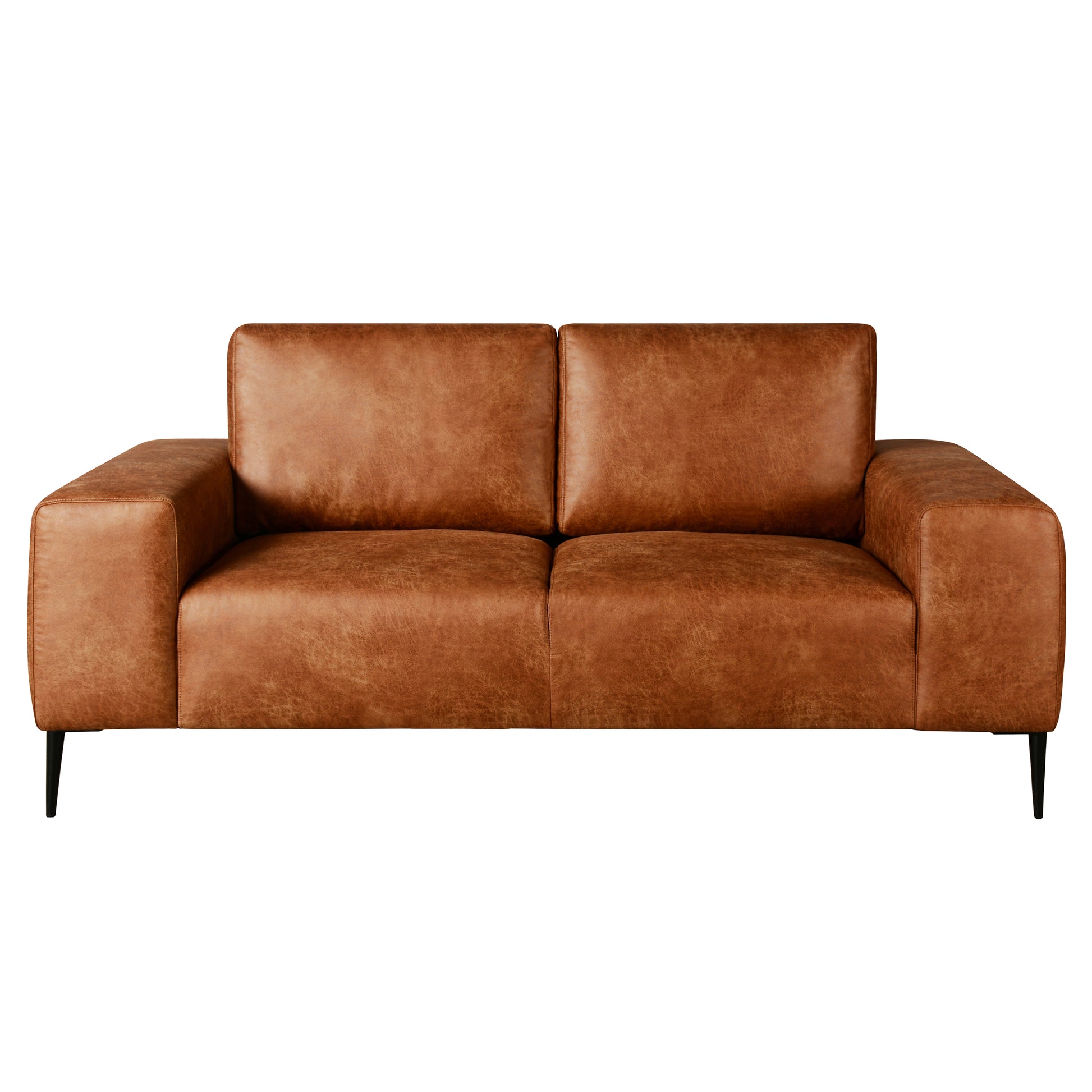 Shonda 68 in. Tan Faux Leather Loveseat-Furniture > Sofas > Loveseat Sofas-DECOROLALA