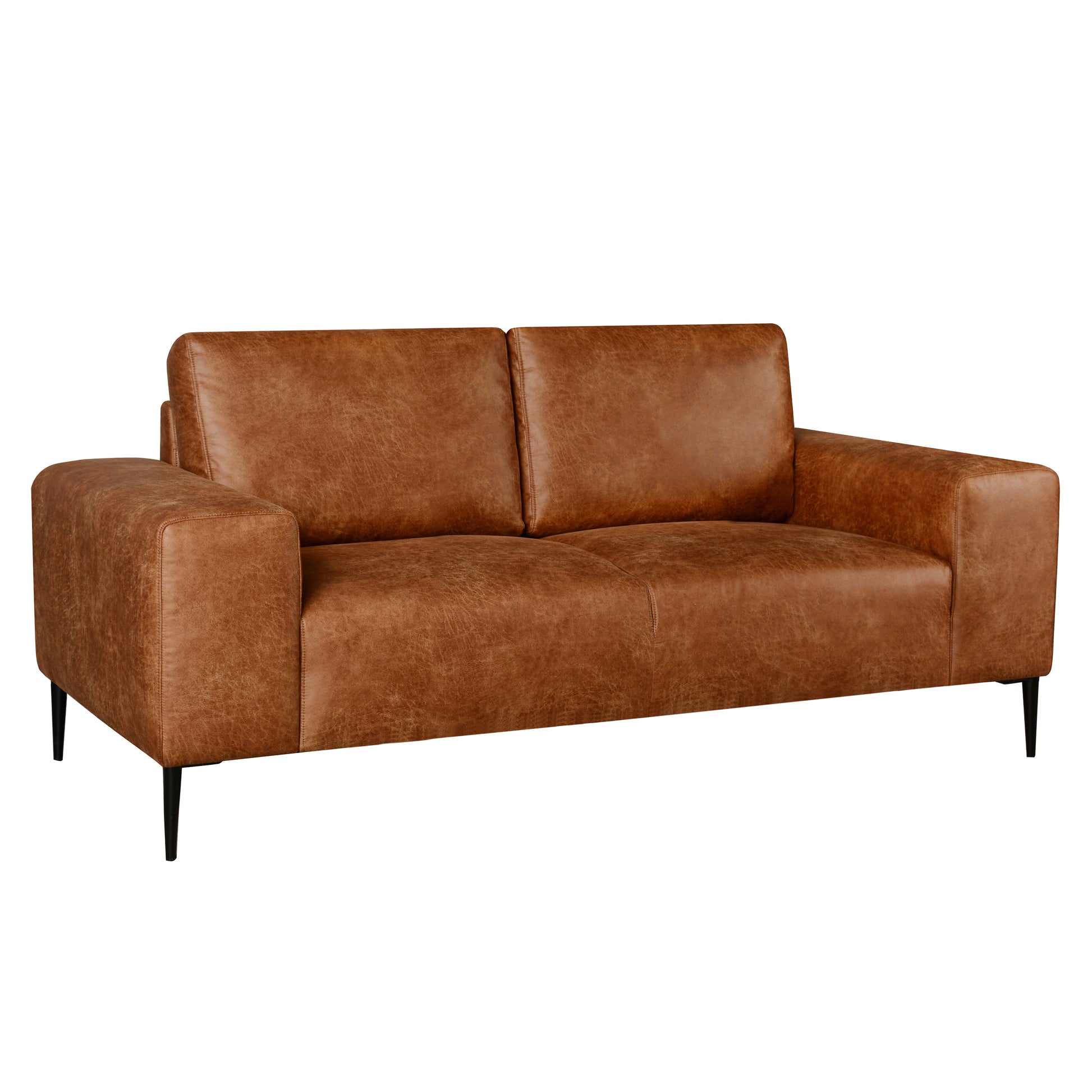 Shonda 68 in. Tan Faux Leather Loveseat-Furniture > Sofas > Loveseat Sofas-DECOROLALA