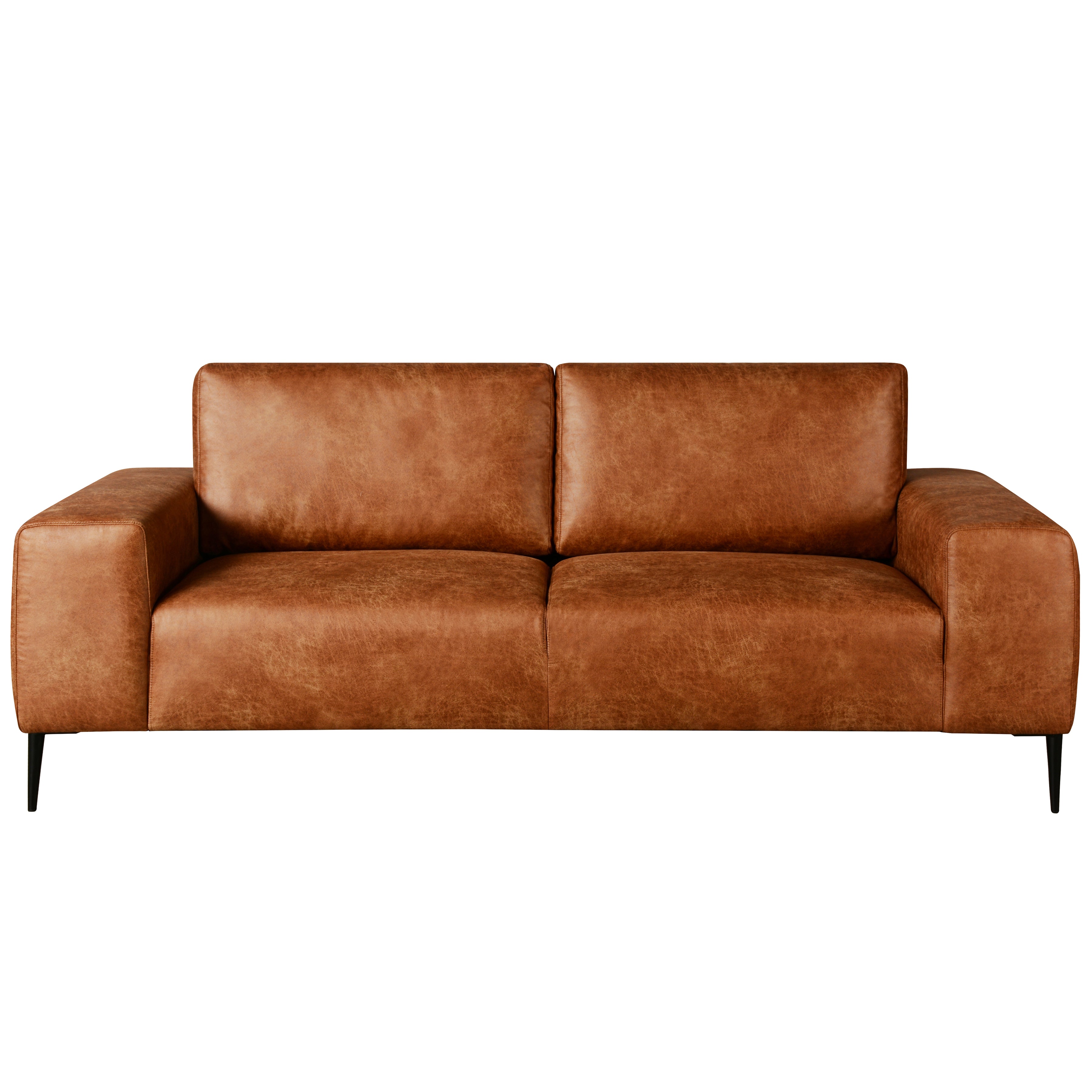 Shonda 84 in. Tan Faux Leather Sofa-Furniture > Sofas-DECOROLALA