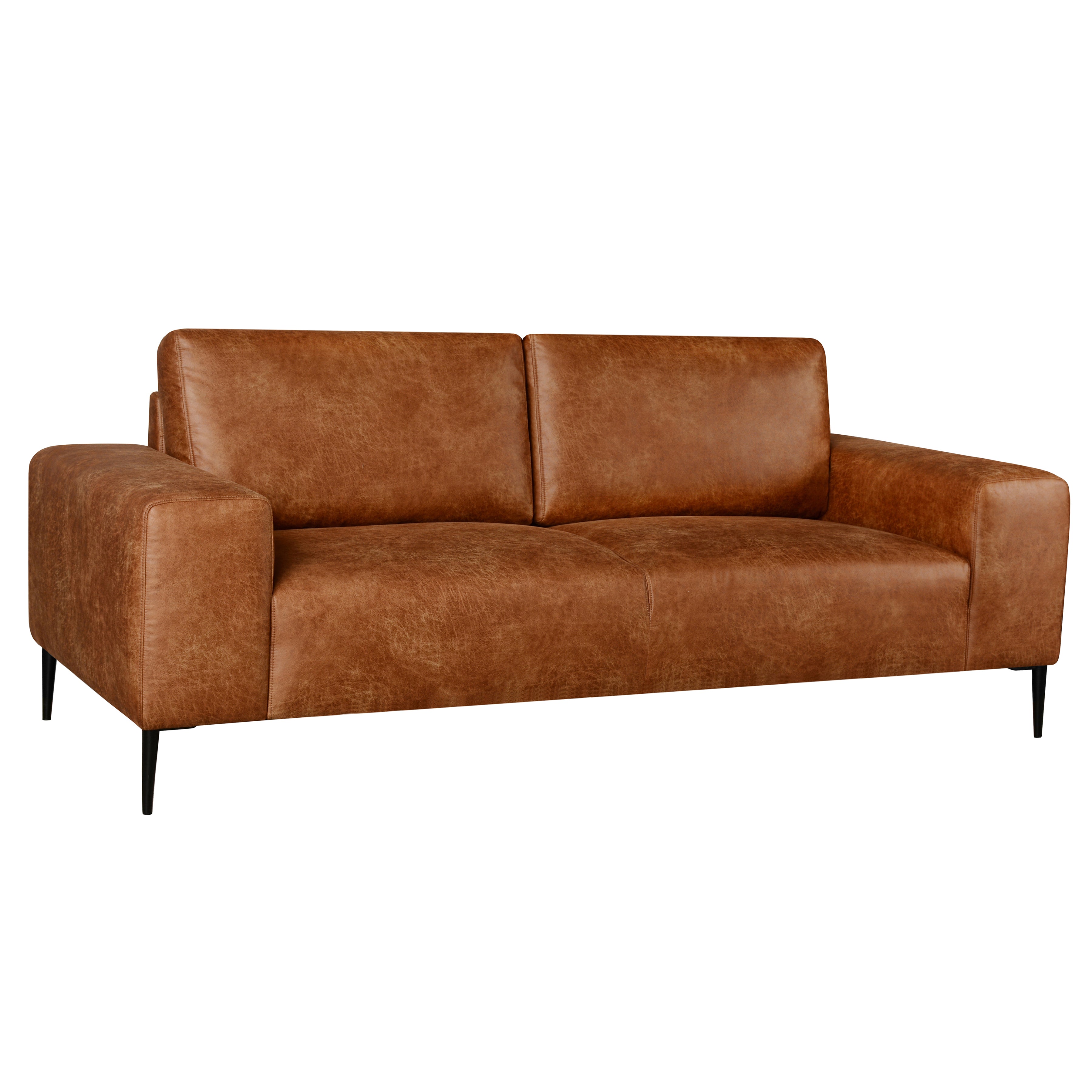 Shonda 84 in. Tan Faux Leather Sofa-Furniture > Sofas-DECOROLALA