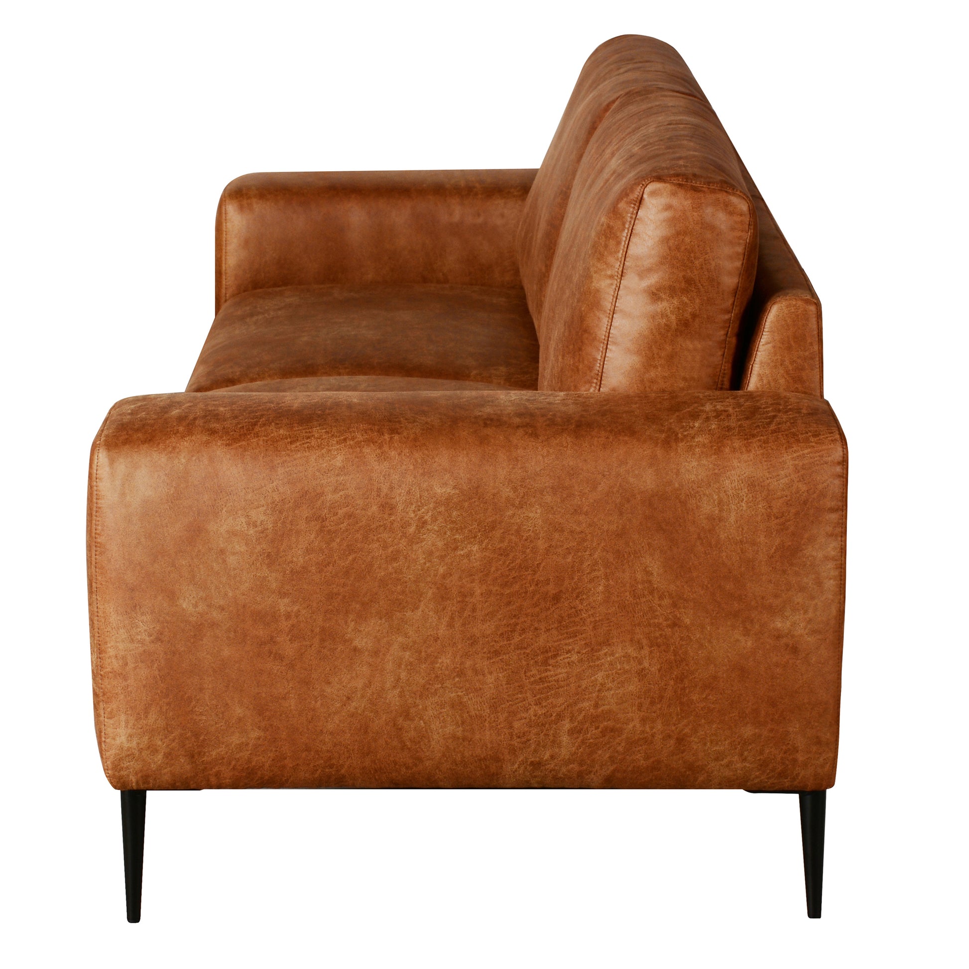 Shonda 84 in. Tan Faux Leather Sofa-Furniture > Sofas-DECOROLALA