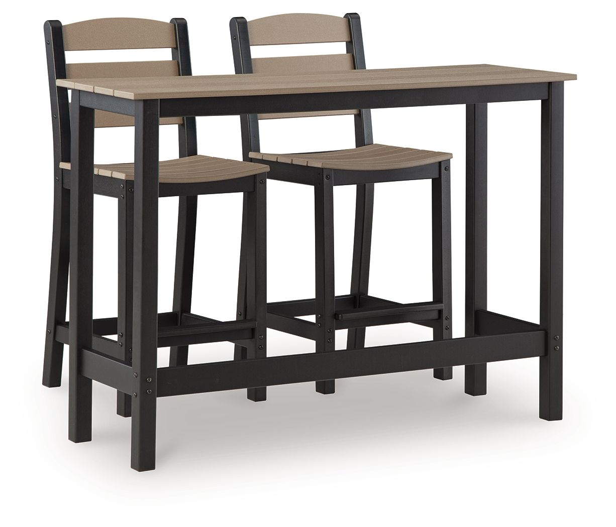 Shoreline Beach Outdoor Counter Table & 2 Barstools Black-3 Piece Outdoor Sets-DECOROLALA