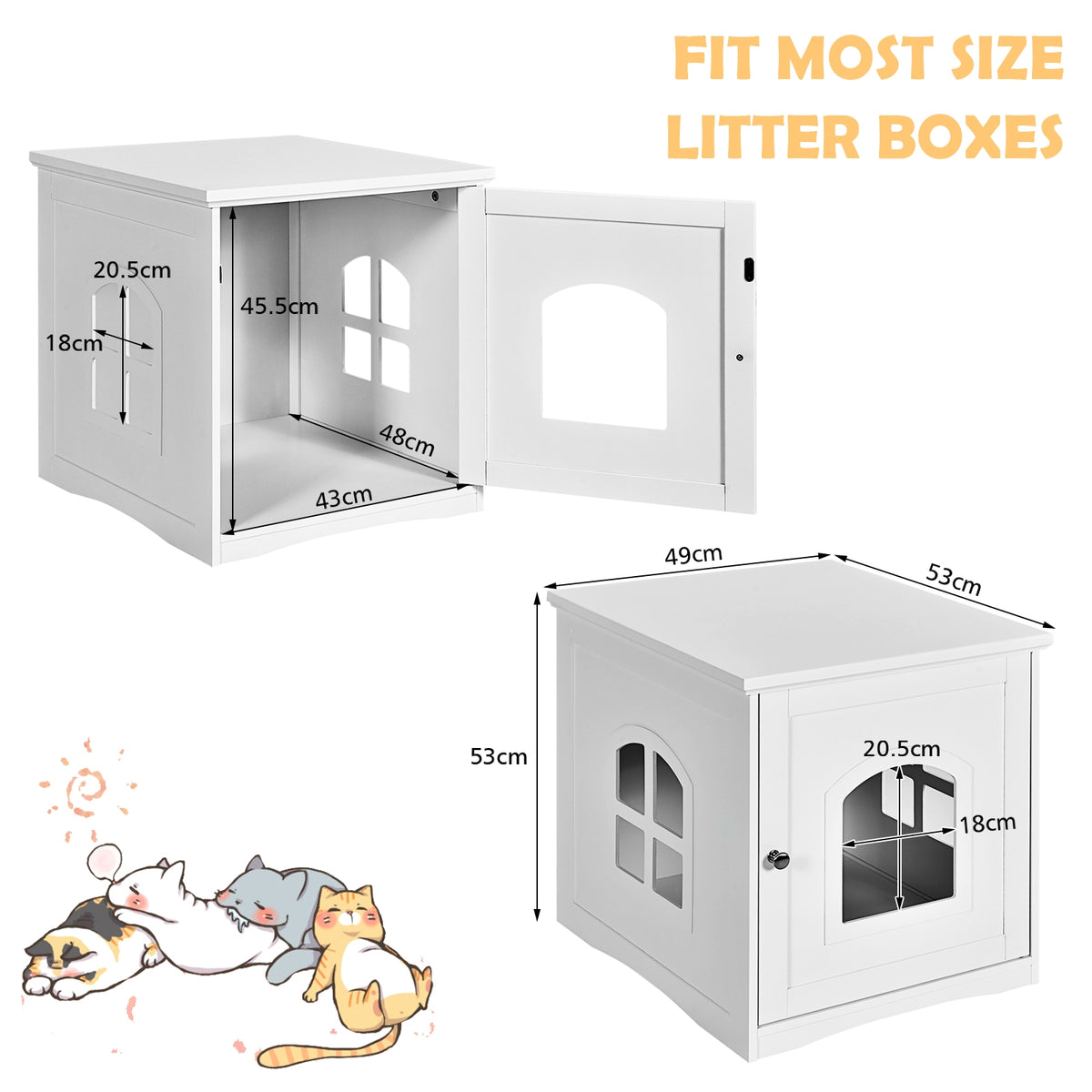 Side Table Nightstand Decorative Cat House-White-Cat Houses-DECOROLALA