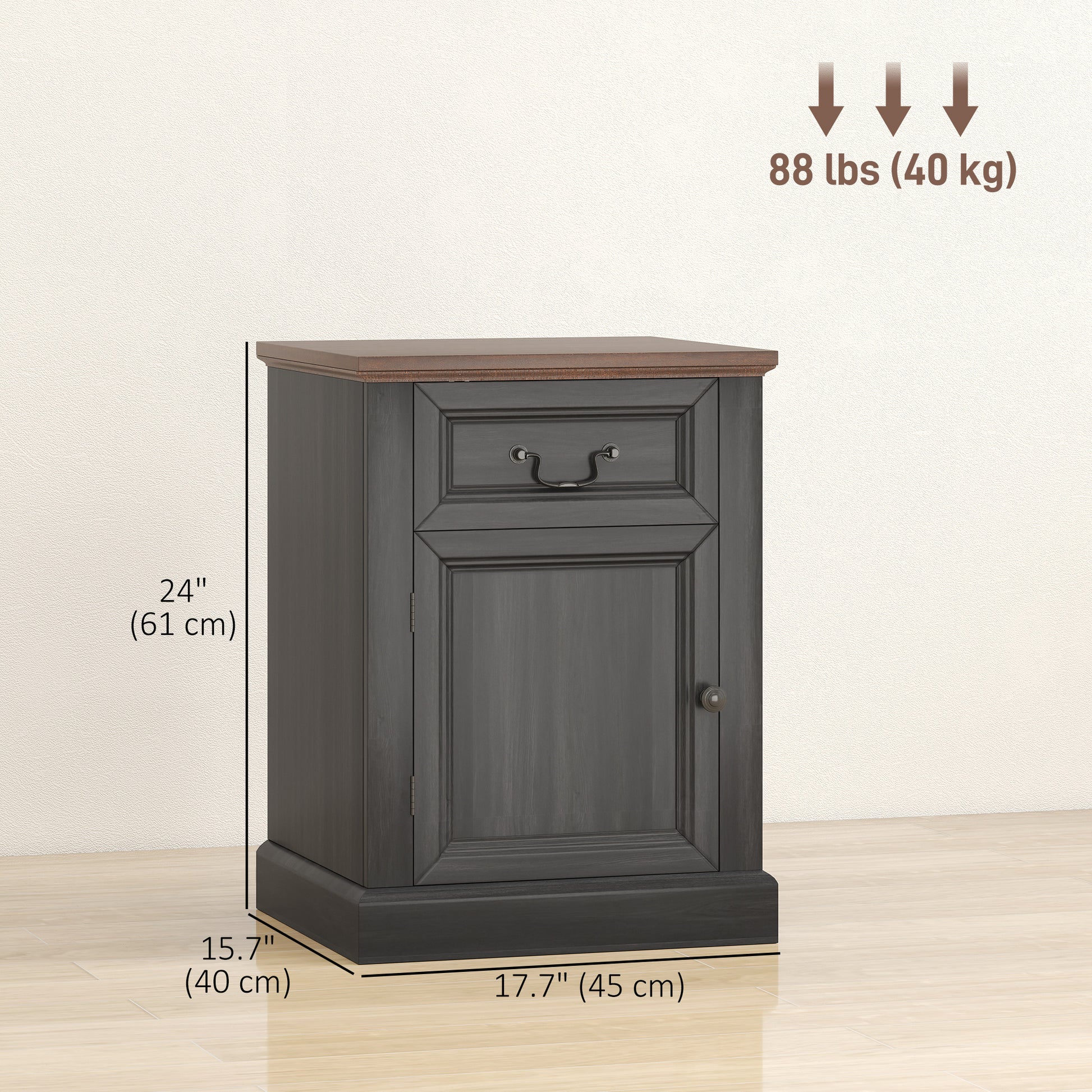 Side Table Set of 2, End Tables with Drawer and Cabinet, Nightstands for Small Spaces, Living Room, Black-Home Furnishings > Living Room Furniture > Side¬†Tables-DECOROLALA