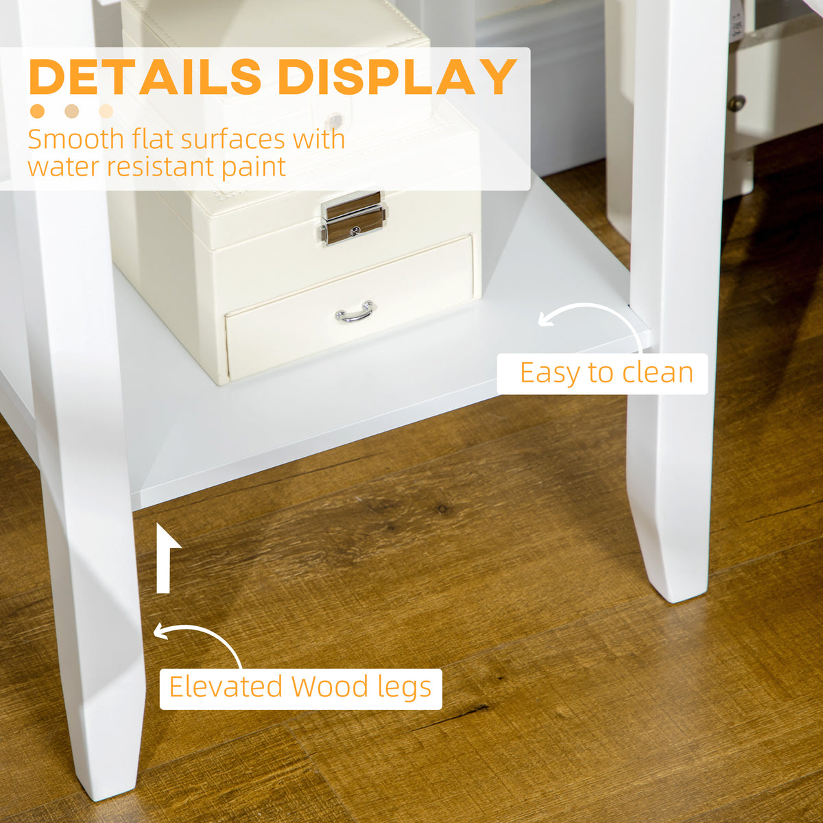 Side Table Set of 2 - White Nightstands with Drawer 25.6" H-Home Furnishings > Living Room Furniture > Side¬†Tables-DECOROLALA