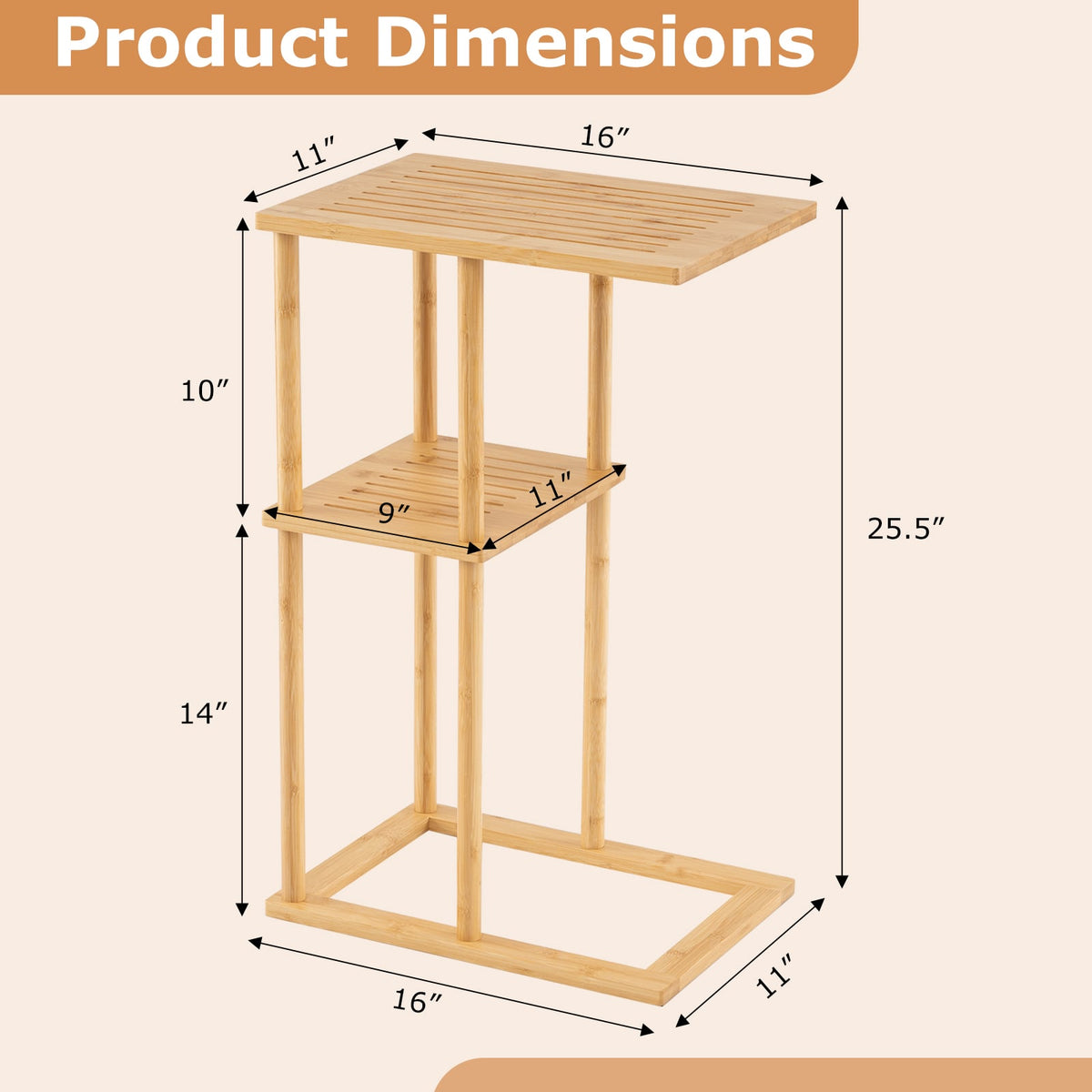 Side Table Set of 2 with Storage Shelves and Bamboo Construction-Natural-End & Side Tables-DECOROLALA
