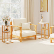 Side Table Set of 2 with Storage Shelves and Bamboo Construction-Natural-End & Side Tables-DECOROLALA