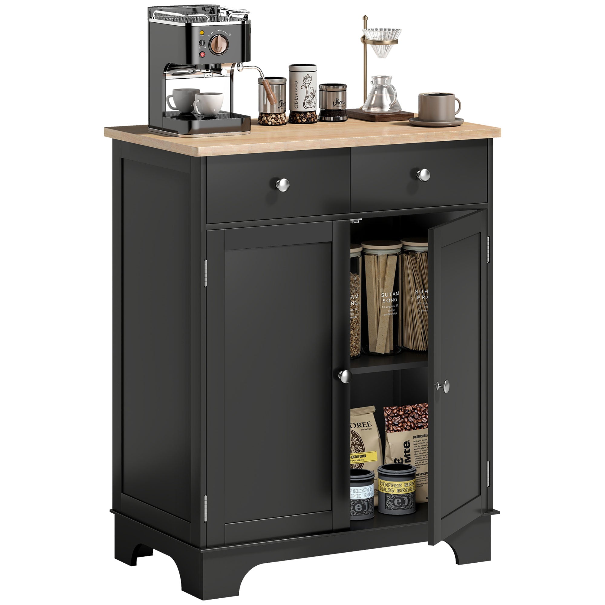 Sideboard Buffet Cabinet - 27" Black Coffee Bar Storage-Home Furnishings > Storage & Organization > Kitchen Pantry Cabinets-DECOROLALA