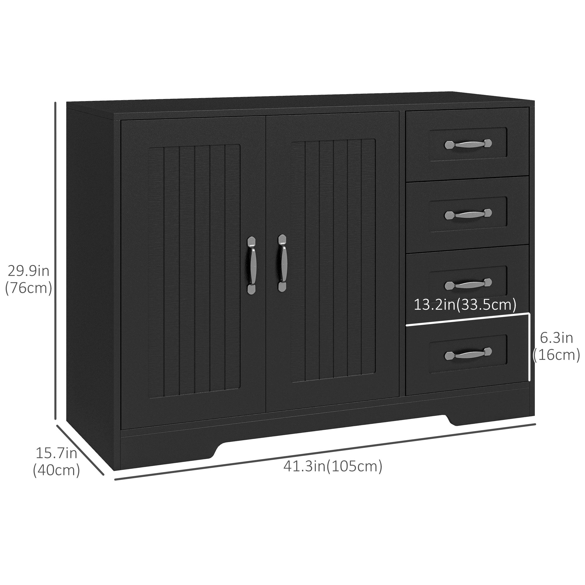 Sideboard Buffet Cabinet - Black 4 Drawer-DECOROLALA