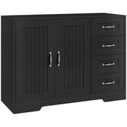 Sideboard Buffet Cabinet - Black 4 Drawer-DECOROLALA