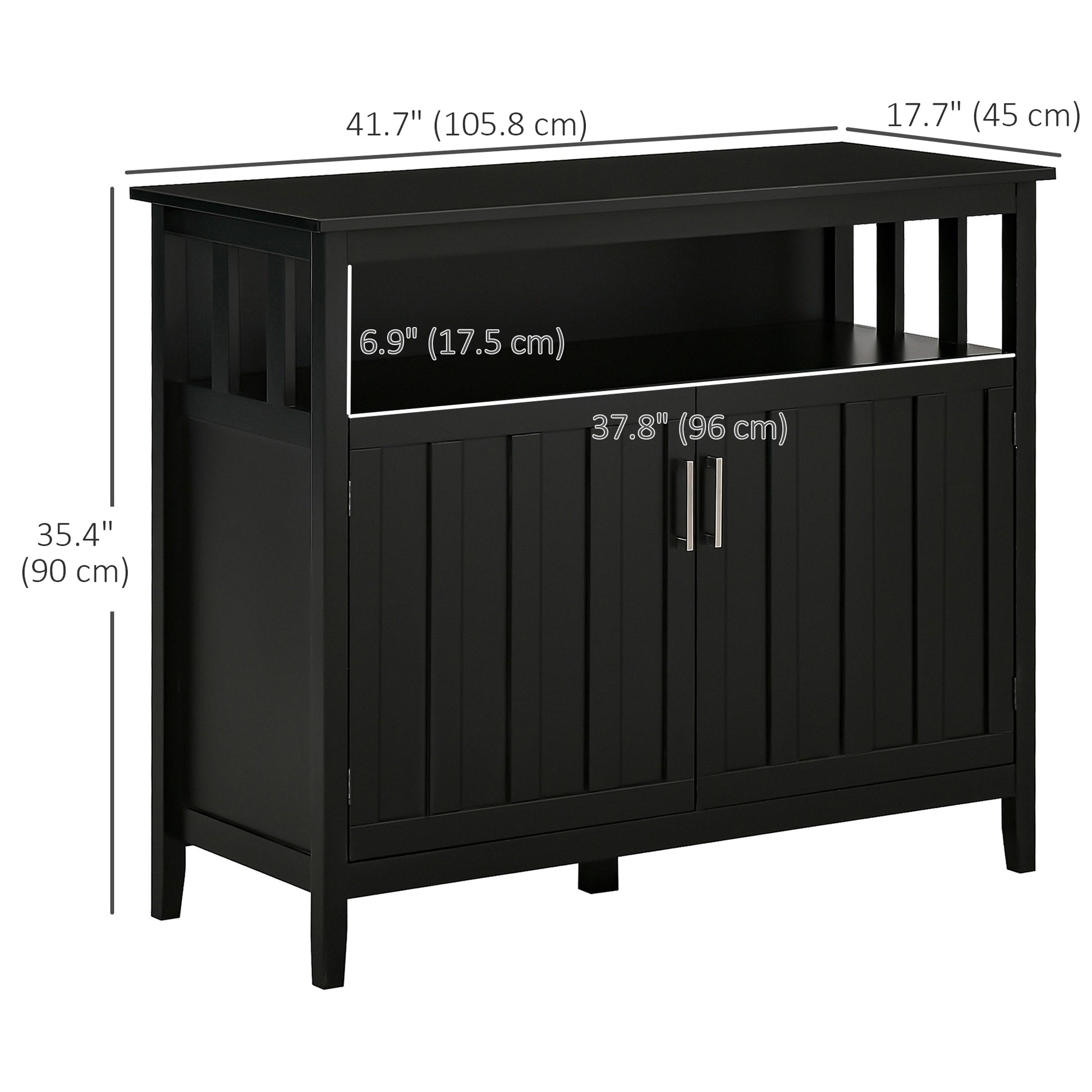 Sideboard Buffet Cabinet - Black 41.75"W Adjustable Shelves-DECOROLALA