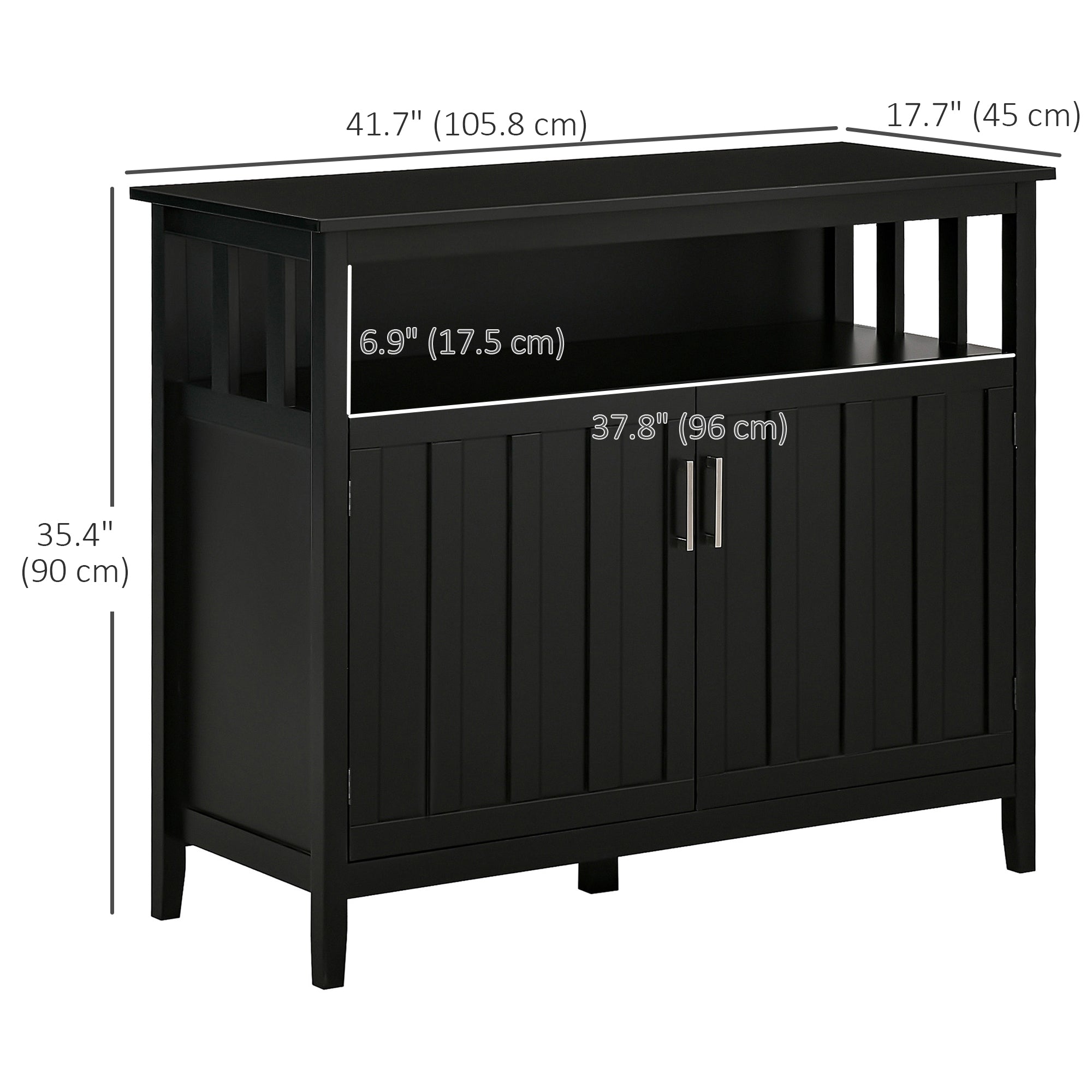 Sideboard Buffet Cabinet - Black 41.75"W Adjustable Shelves-DECOROLALA