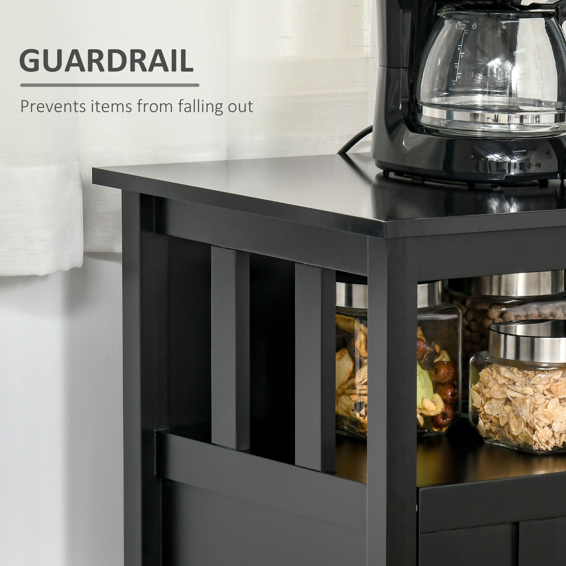 Sideboard Buffet Cabinet - Black 41.75"W Adjustable Shelves-DECOROLALA