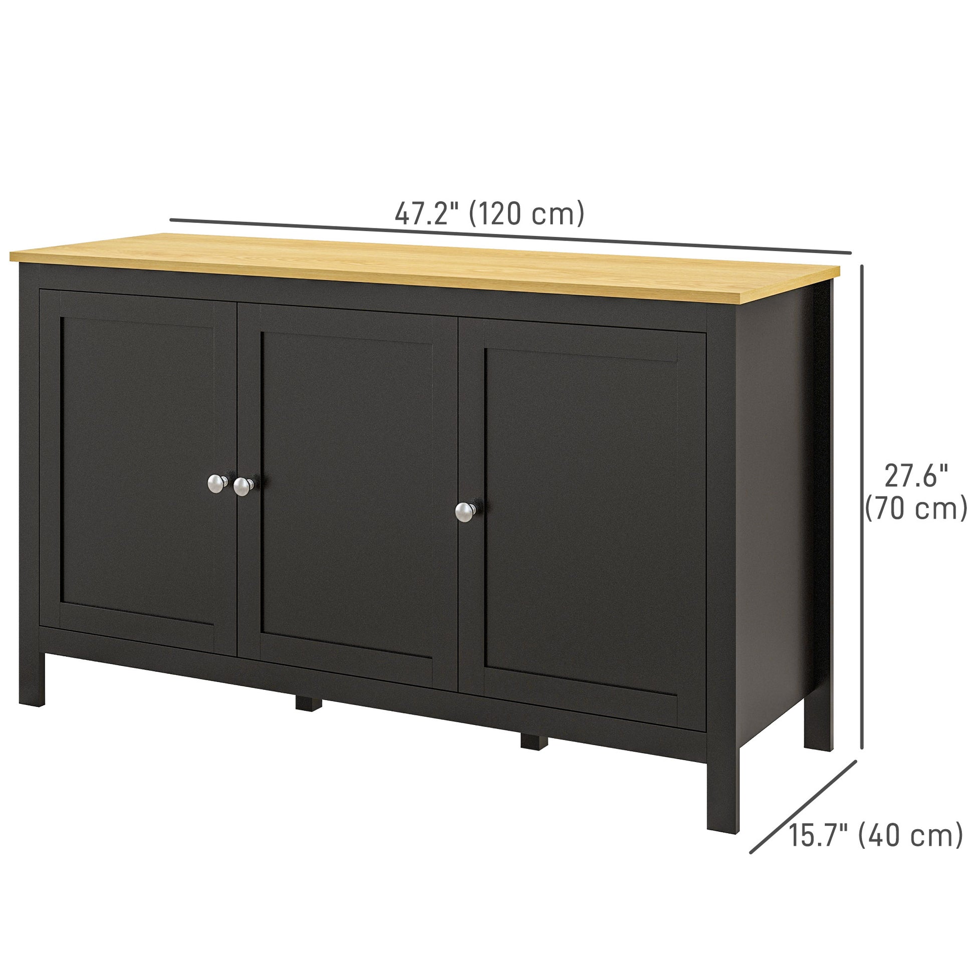 Sideboard Buffet Cabinet - Black and Natural, Adjustable Shelves, Living Room-DECOROLALA